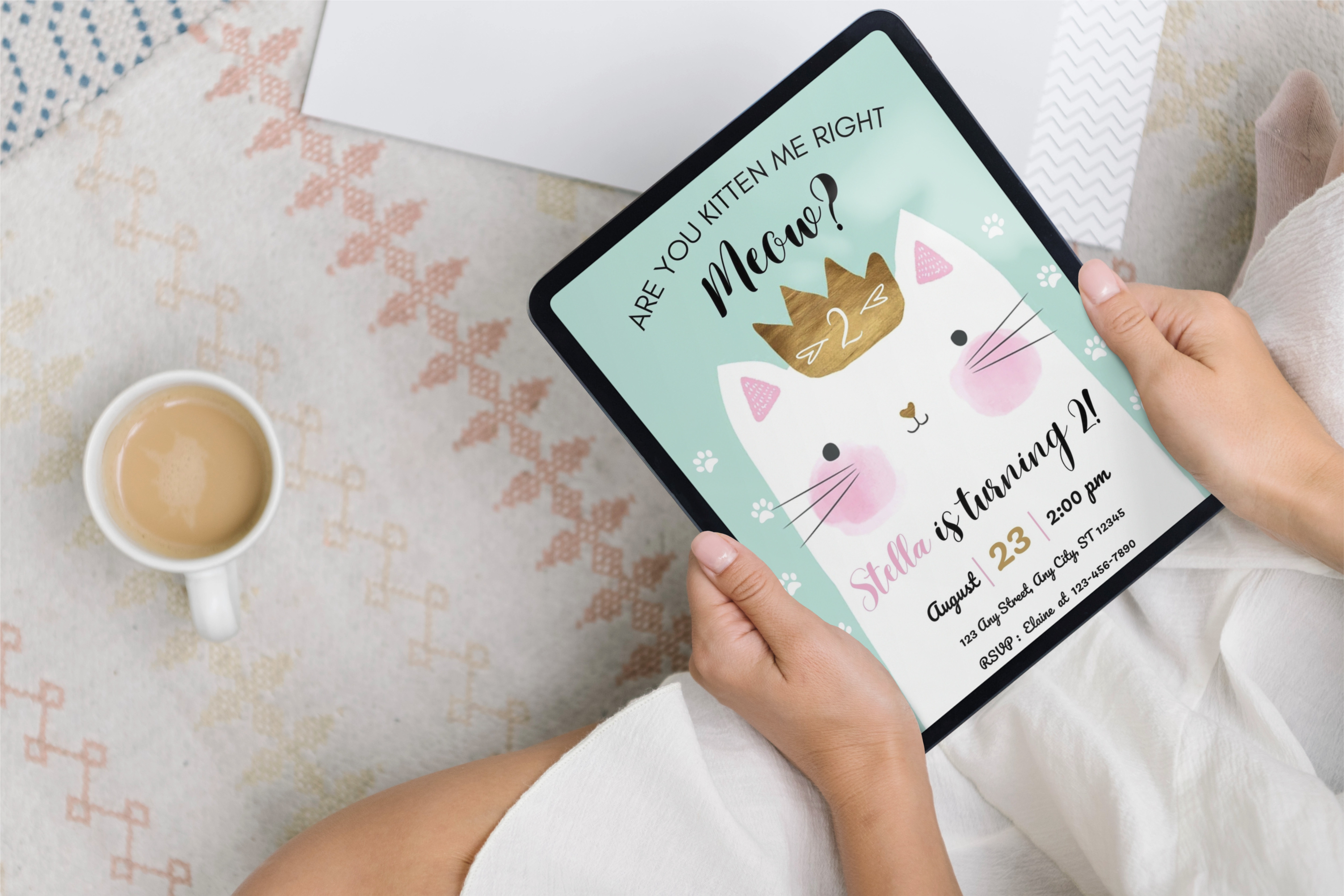 Kitten Me Right Meow - Cat Themed Invite