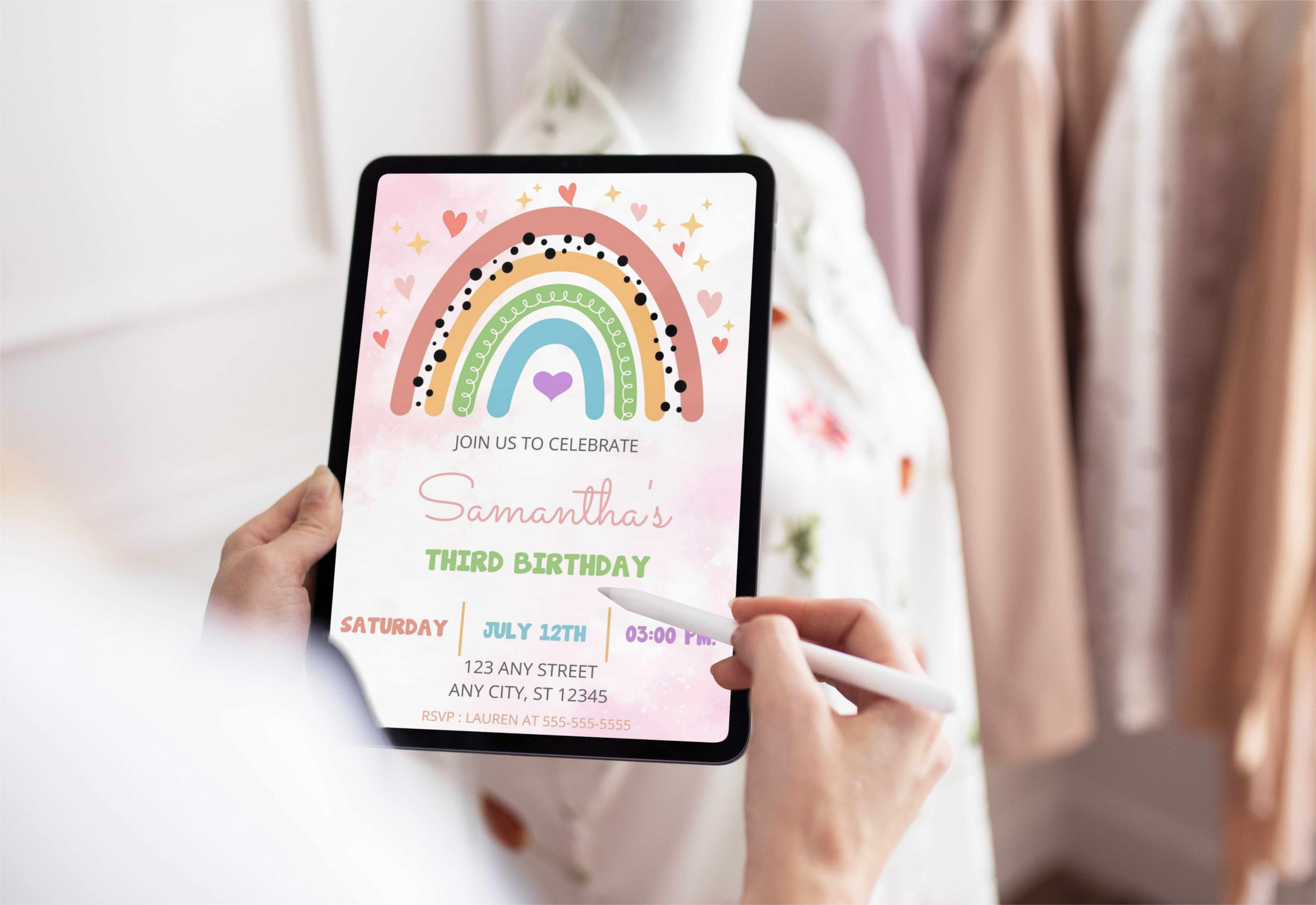 Rainbow Colorful Birthday Invite