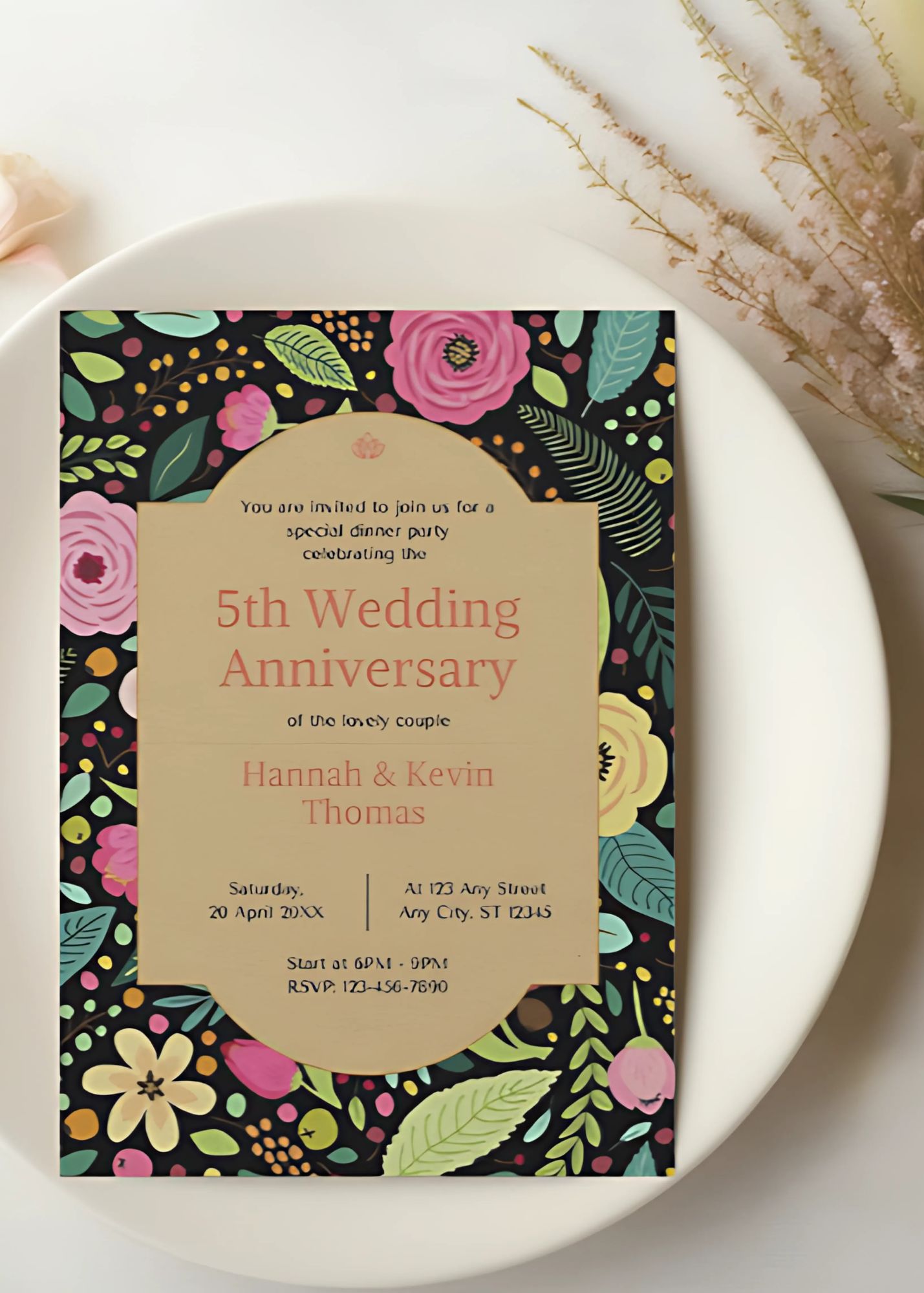 5th Wedding Anniversary Invitation