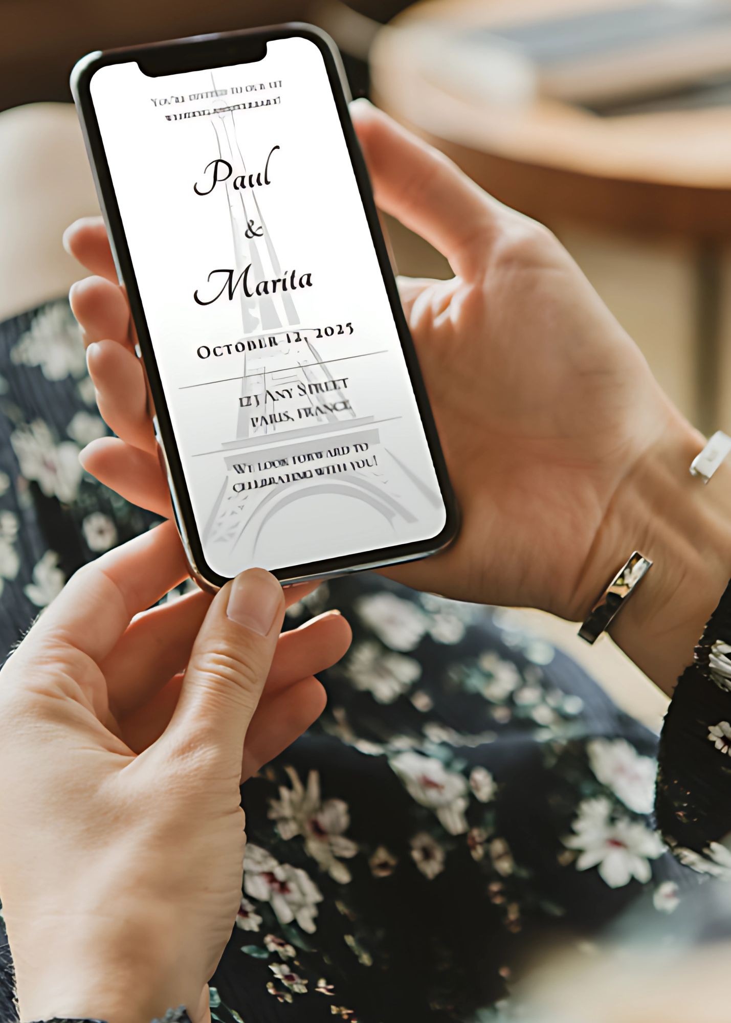 Paris Themed 1st Wedding Anniversary Invite 01