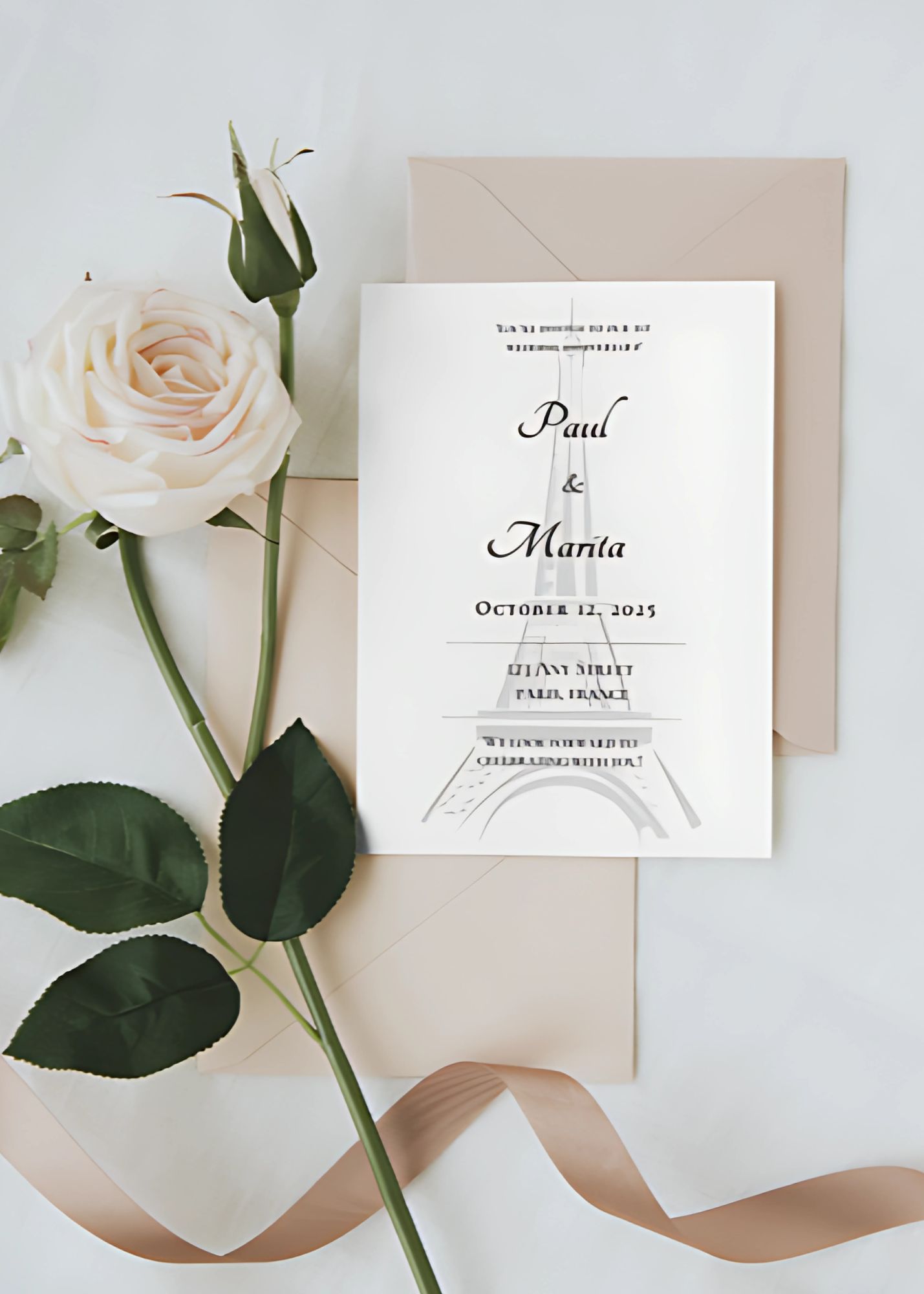 Paris Themed 1st Wedding Anniversary Invite 01