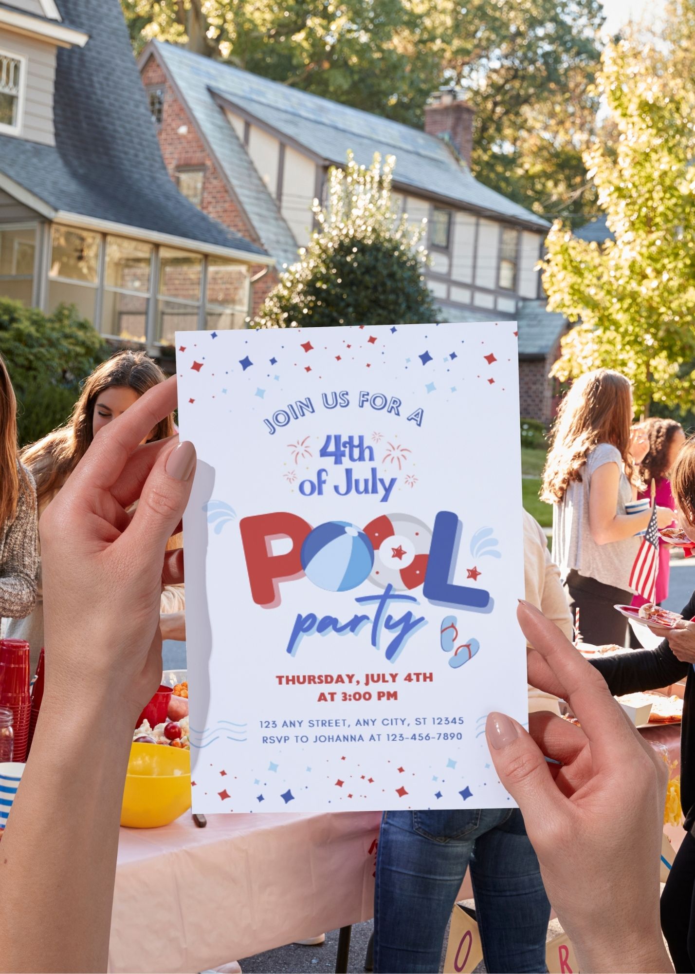Fourth of July BBQ Pool Party Invite 02