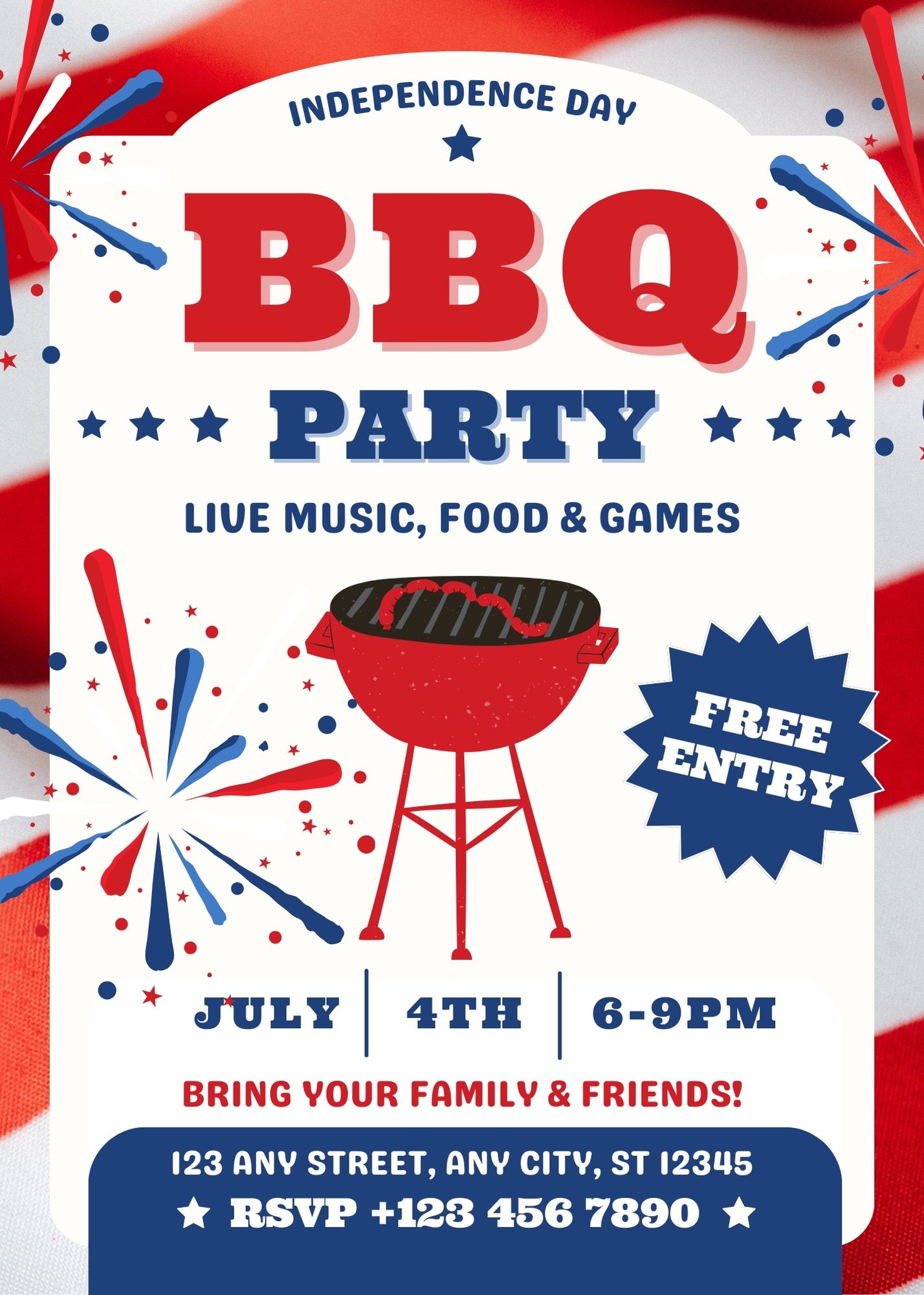 Fourth of July BBQ Party Invite 07