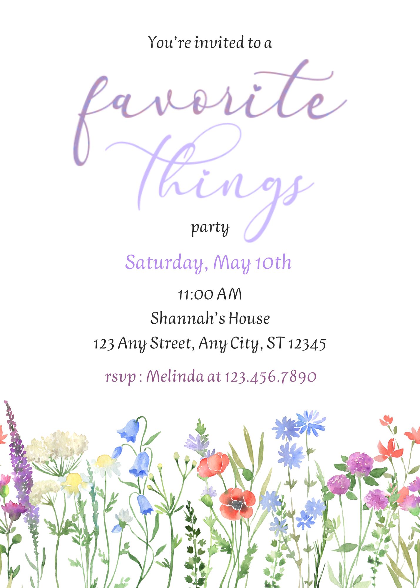 Favorite Things Party Invite