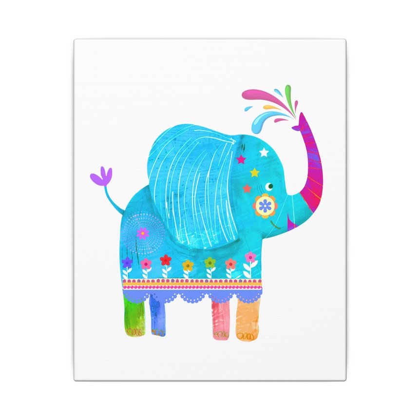 Colorful Abstract Elephant | Matte Canvas Wall Art