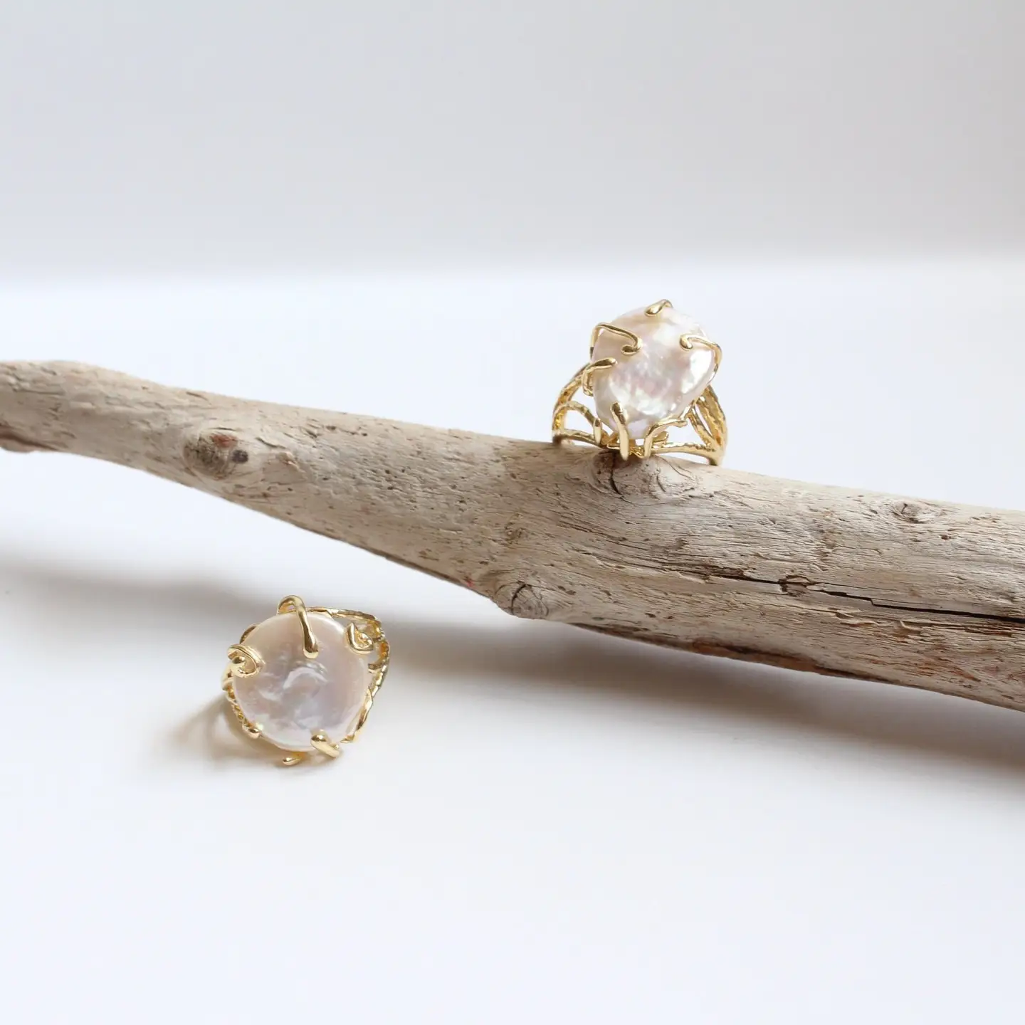 Chunky Pearl Ring, Minimalist Baroque Pearl Ring, Statement