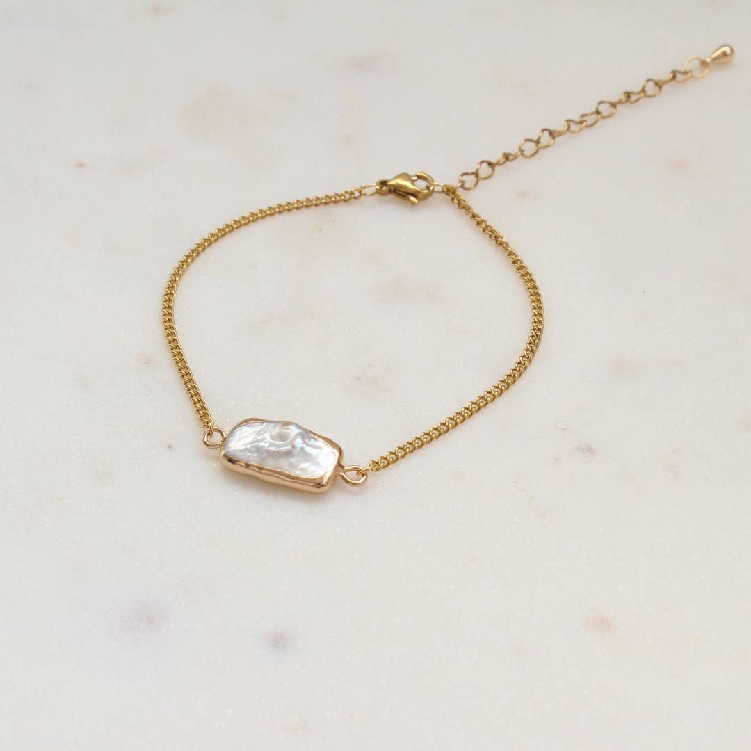Baroque Pearl Bracelet, Gold Dipped Pearl
