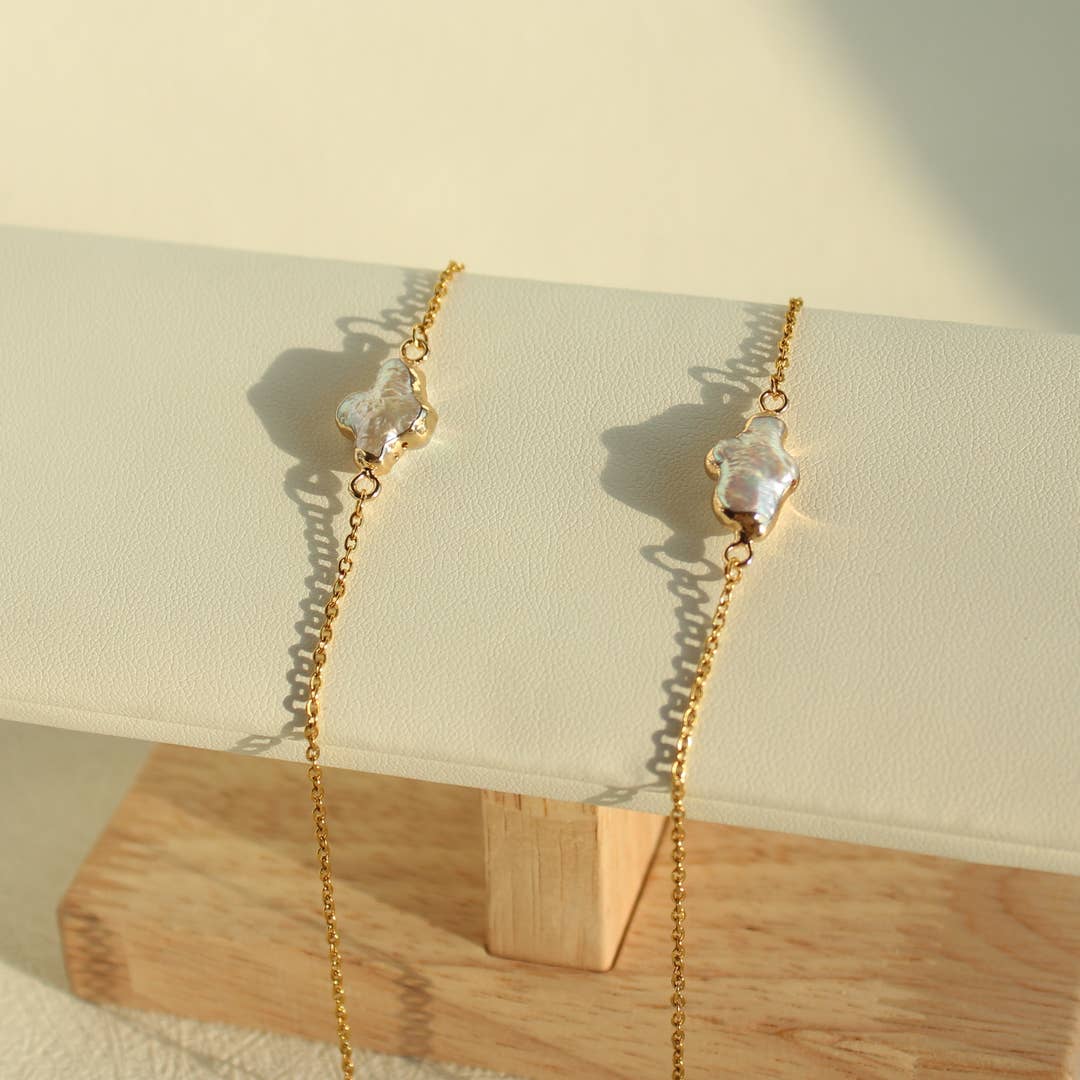 Customizable Gold Dipped Baroque Pearl Bracelet & Necklace
