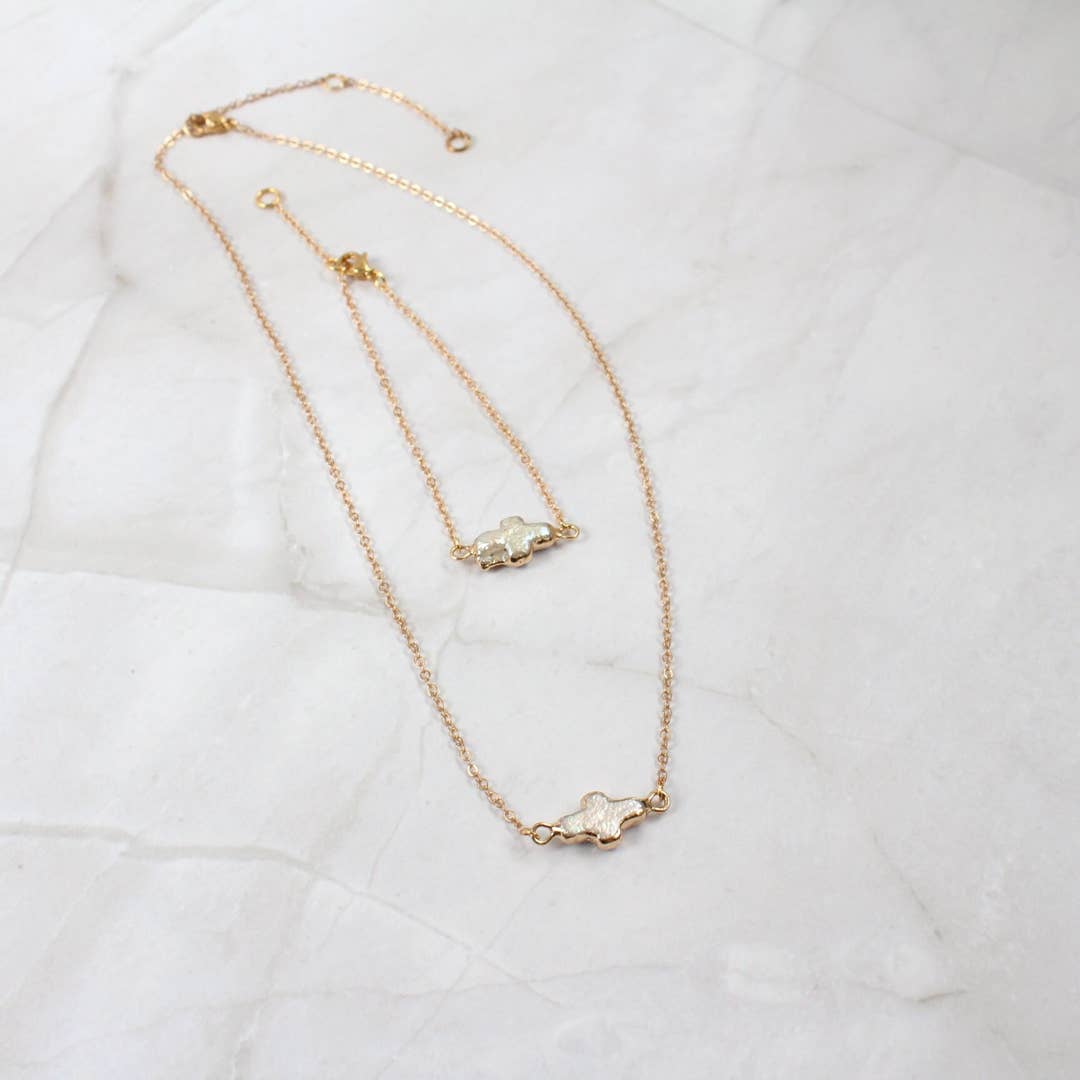 Customizable Gold Dipped Baroque Pearl Bracelet & Necklace