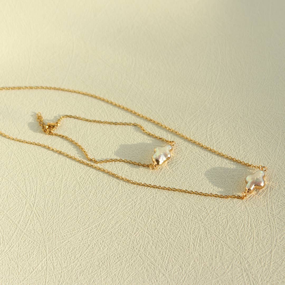 Customizable Gold Dipped Baroque Pearl Bracelet & Necklace
