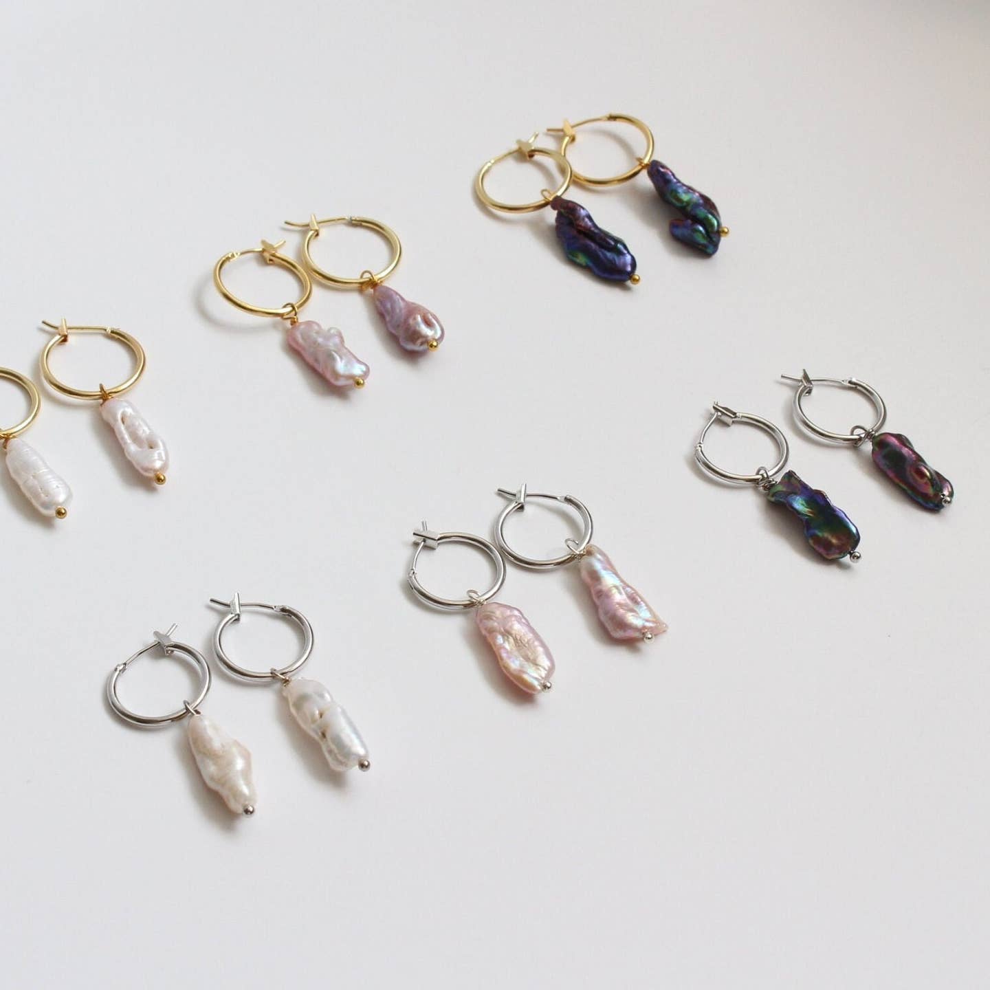 Pearl Long Earrings, Freshwater Biwa Pearl Danglers
