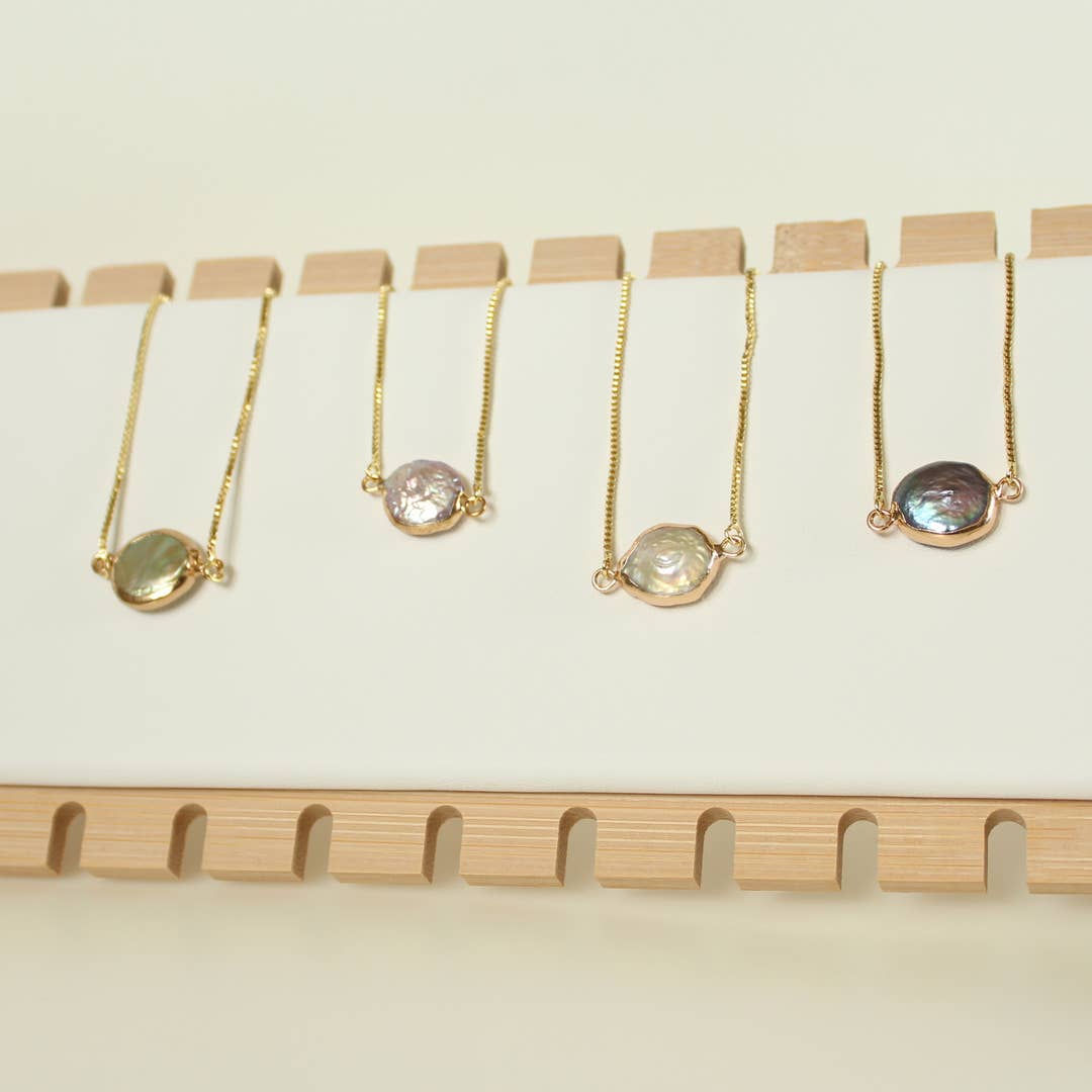 Freshwater Coin Pearl Bracelet in Gold Dipped