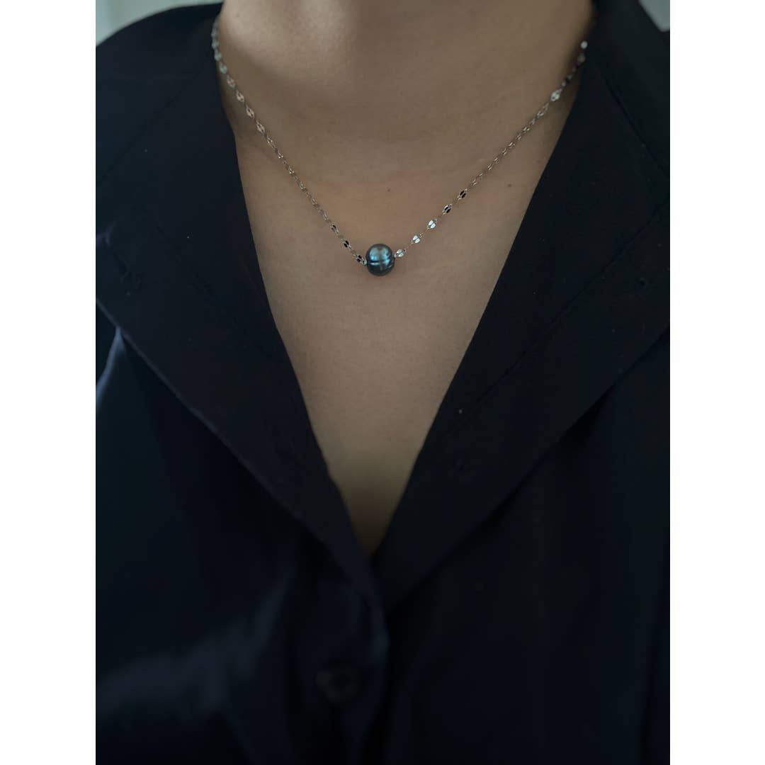 Floating Pearl Necklace | Dainty Minimalist Single Pearl