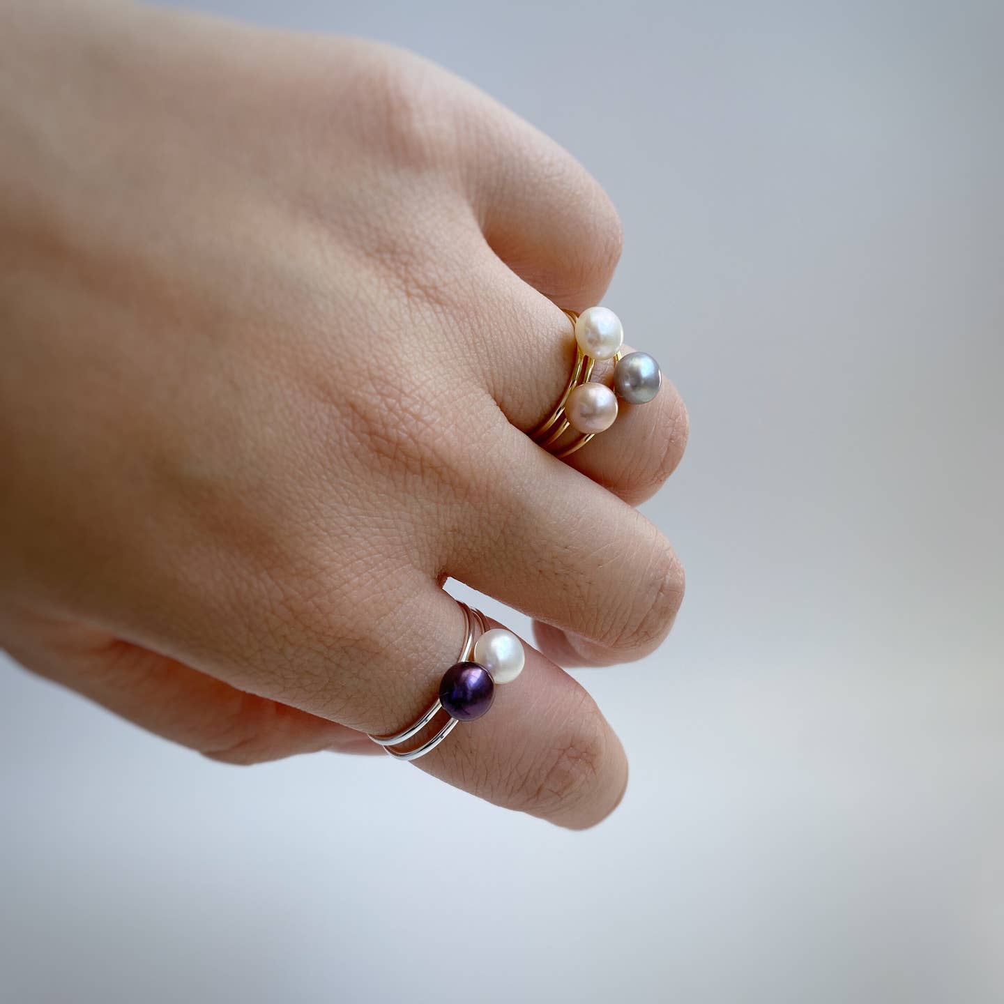 Freshwater Pearl Ring | Adjustable Minimalist Stacking Ring – Real Coin Pearl Jewelry Handmade