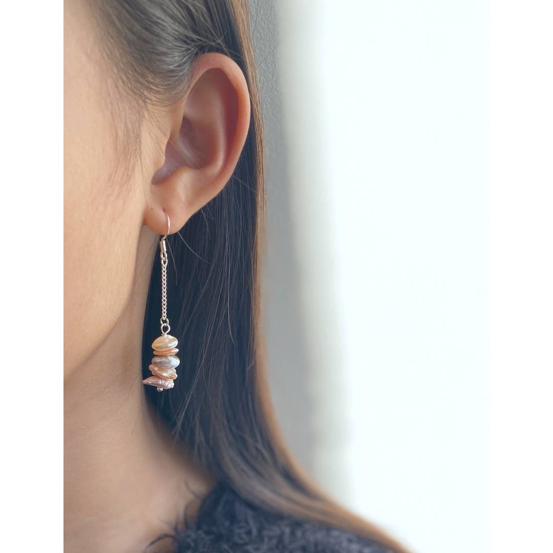 Handmade Keshi Pearl Dangle Earrings – Sterling Silver Baroque Pearl Drops