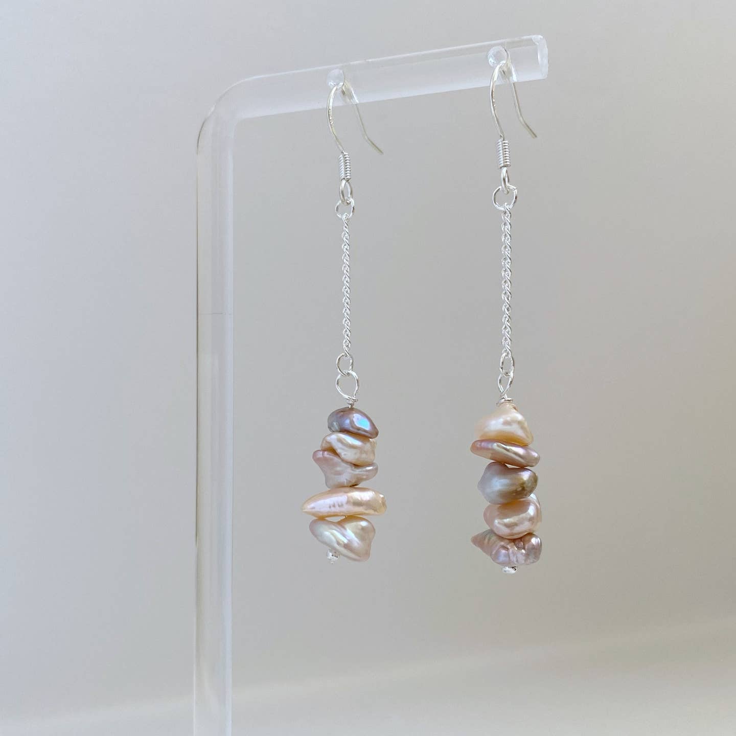 Handmade Keshi Pearl Dangle Earrings – Sterling Silver Baroque Pearl Drops