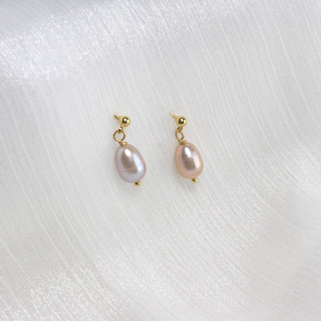 Gold Teardrop Pearl Earrings | Minimal 18K Gold-Plated Freshwater Pearl Studs