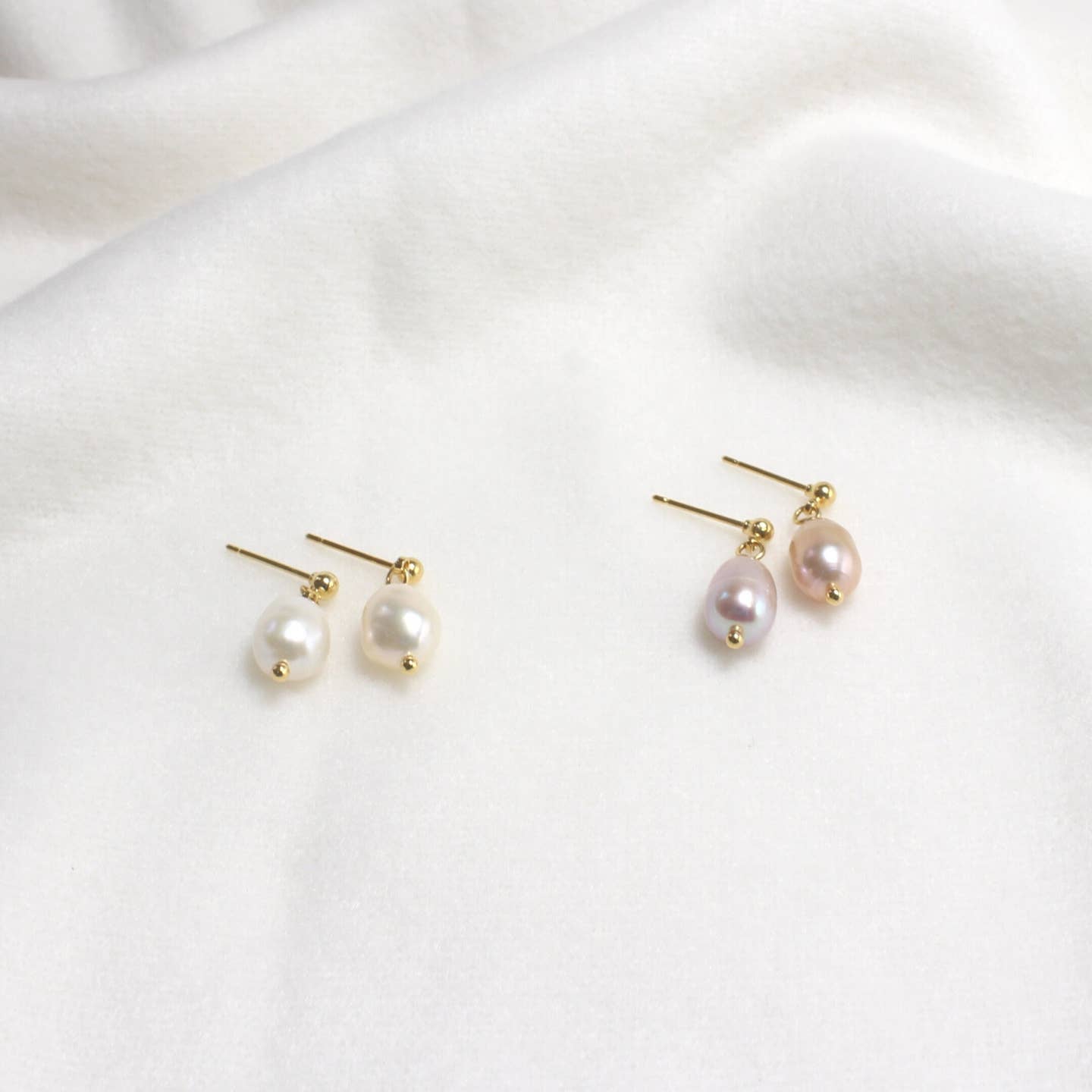 Gold Teardrop Pearl Earrings | Minimal 18K Gold-Plated Freshwater Pearl Studs