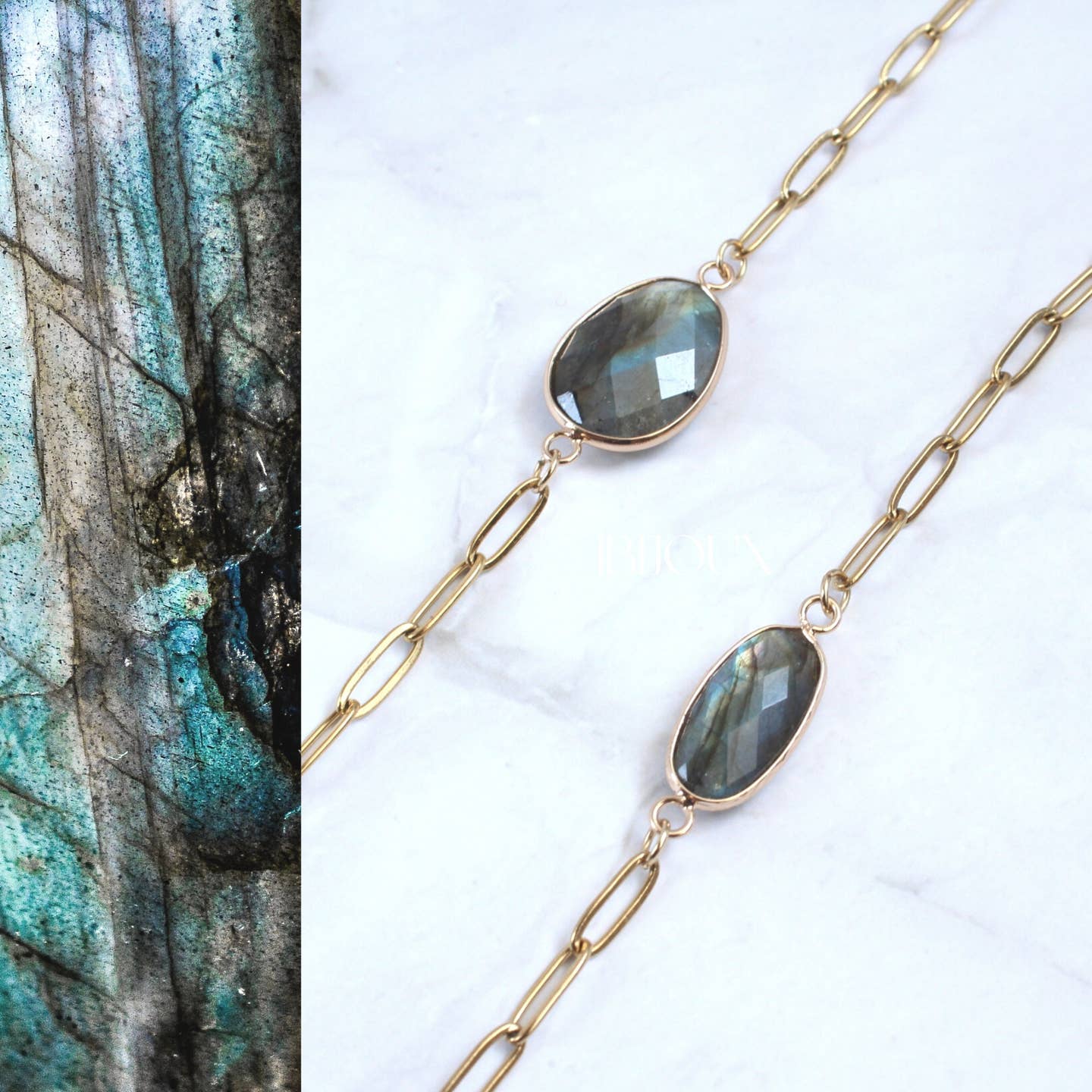 Minimalist Labradorite Crystal Bracelet | Dainty Natural Gemstone Beads