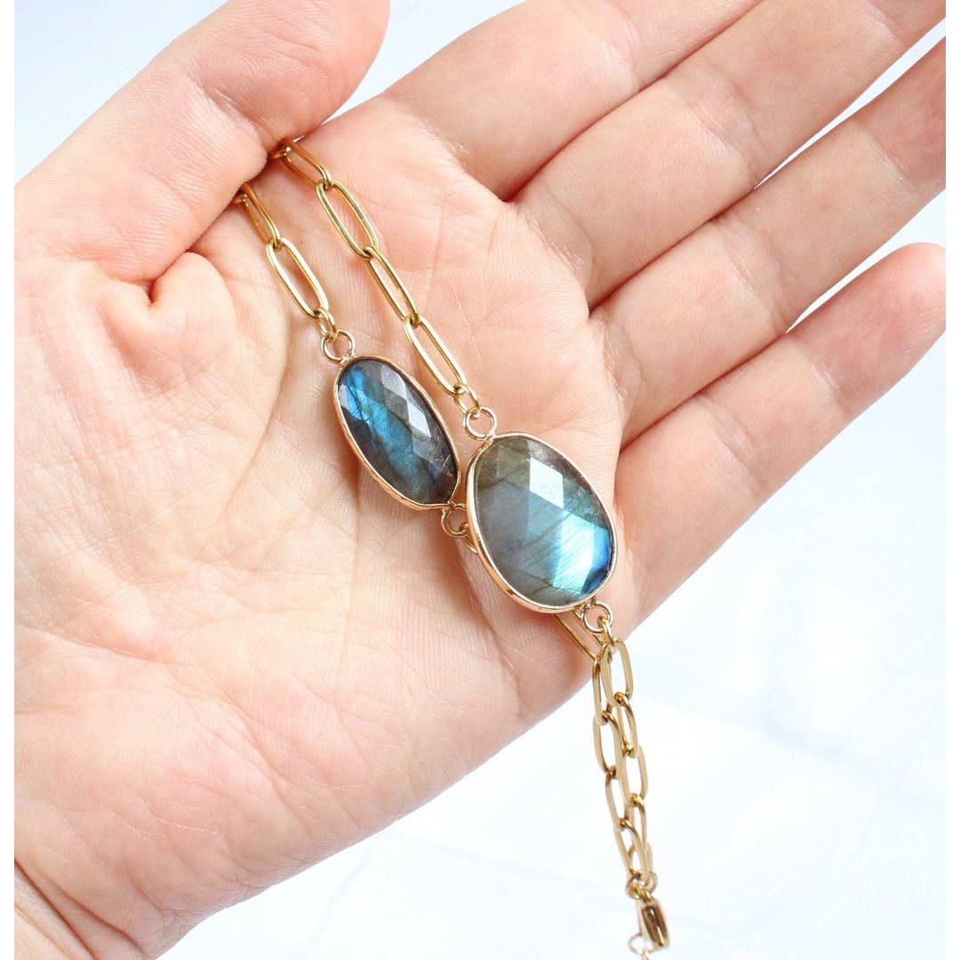 Minimalist Labradorite Crystal Bracelet | Dainty Natural Gemstone Beads