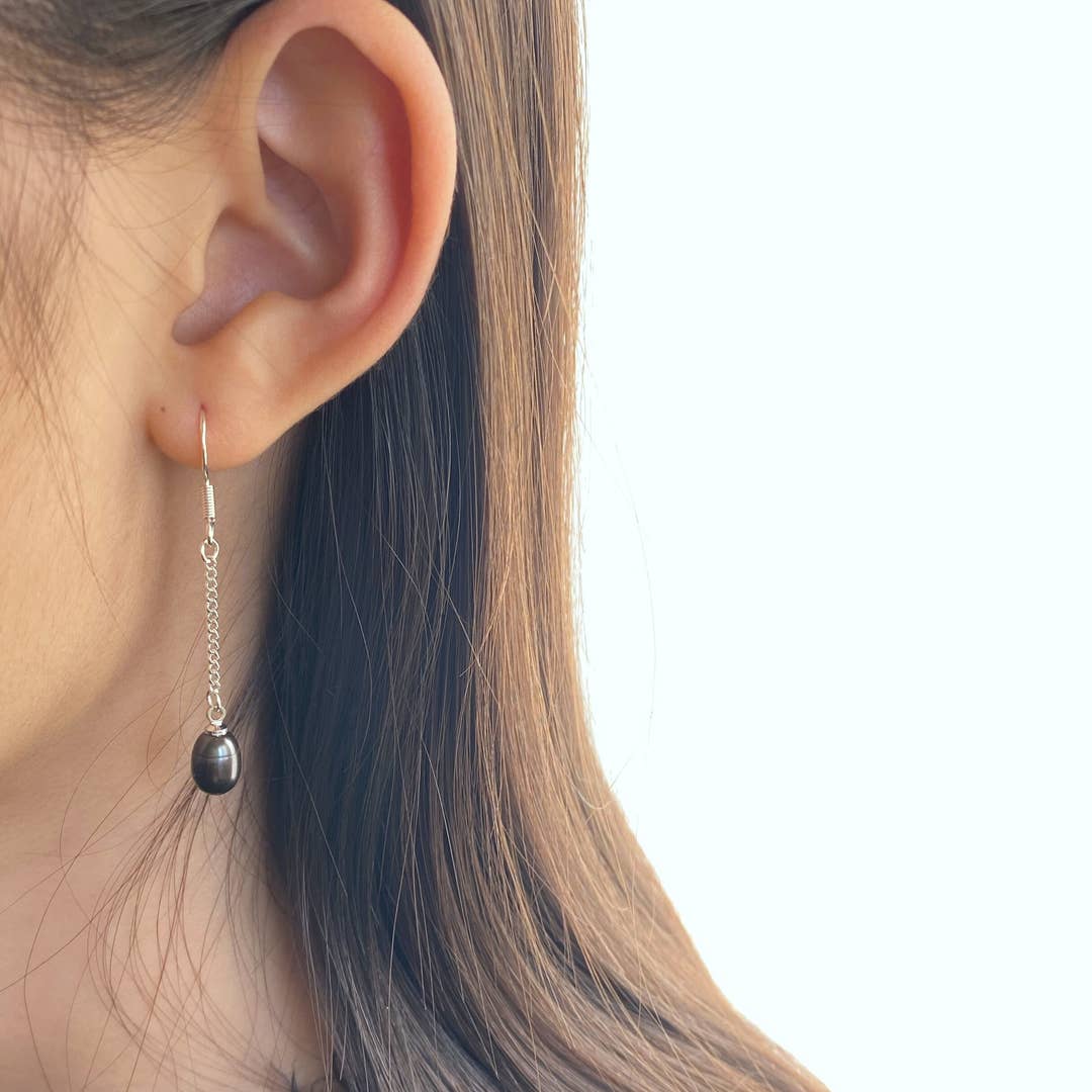 Small Freshwater Pearl Dangle Earrings Sterling Silver