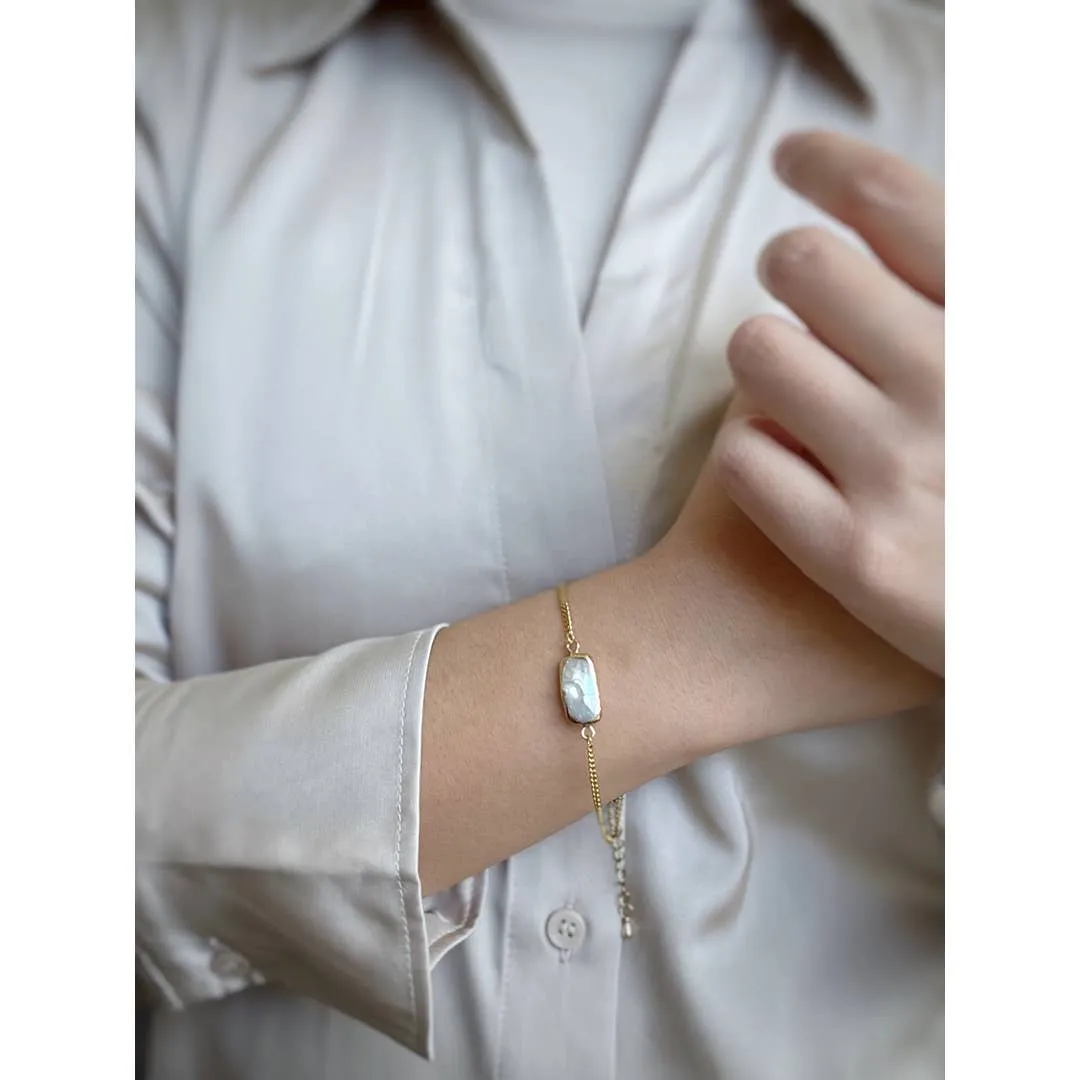 Gold Dipped Baroque Pearl Bracelet