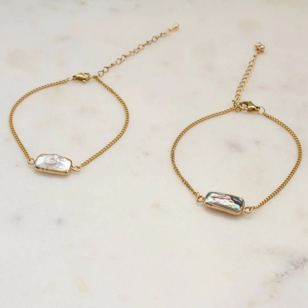 Gold Dipped Baroque Pearl Bracelet