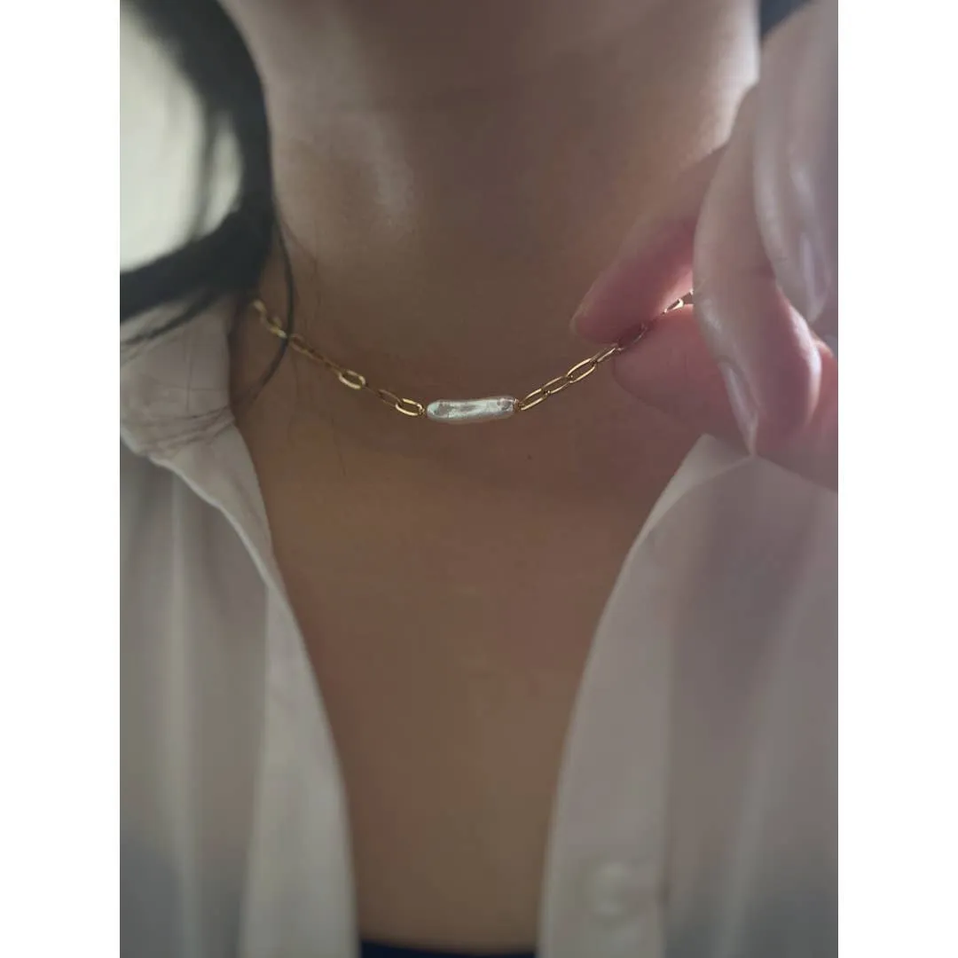 Exquisite Biwa Pearl Choker Necklace