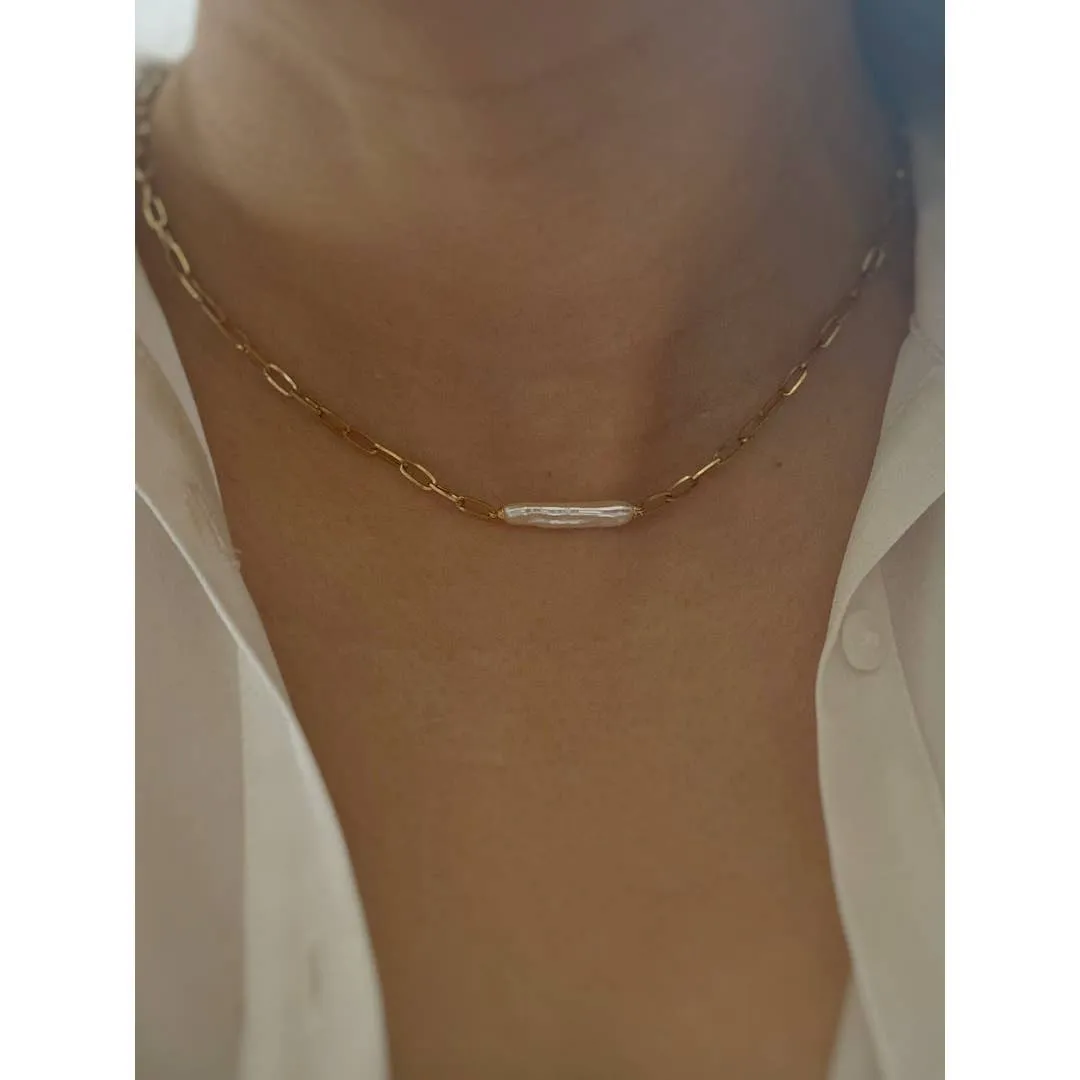 Exquisite Biwa Pearl Choker Necklace
