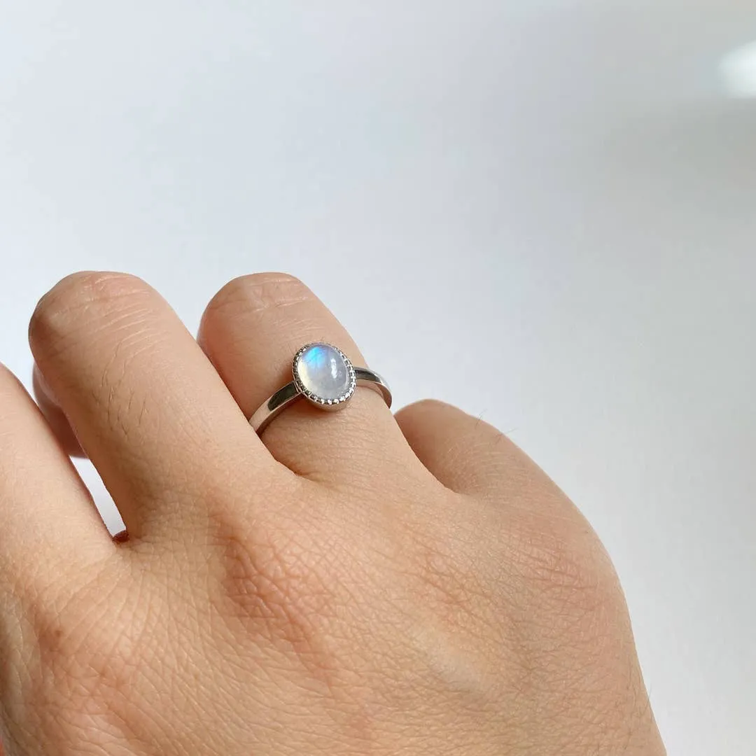 Natural Moonstone Adjustable Ring