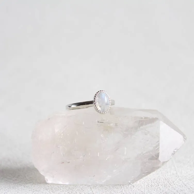 Natural Moonstone Adjustable Ring