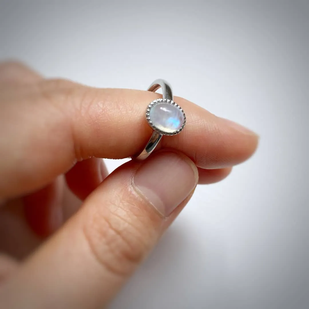 Natural Moonstone Adjustable Ring