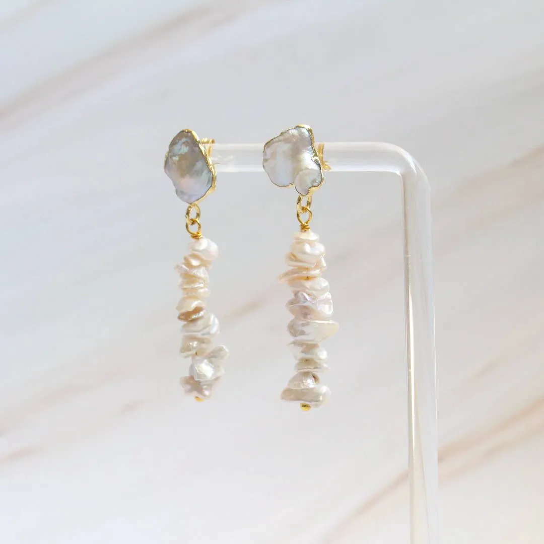 Gold-Dipped Keshi Pearl Earrings
