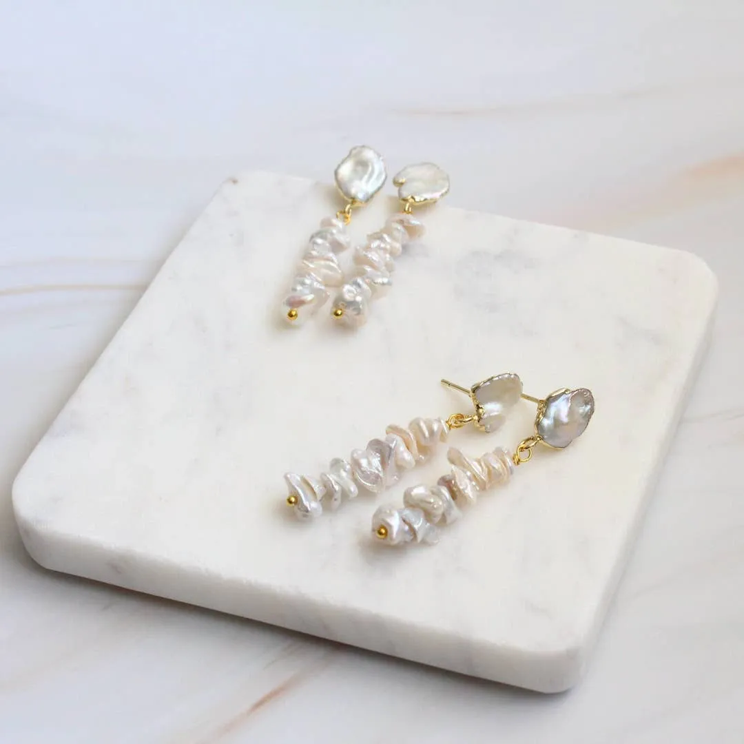Gold-Dipped Keshi Pearl Earrings