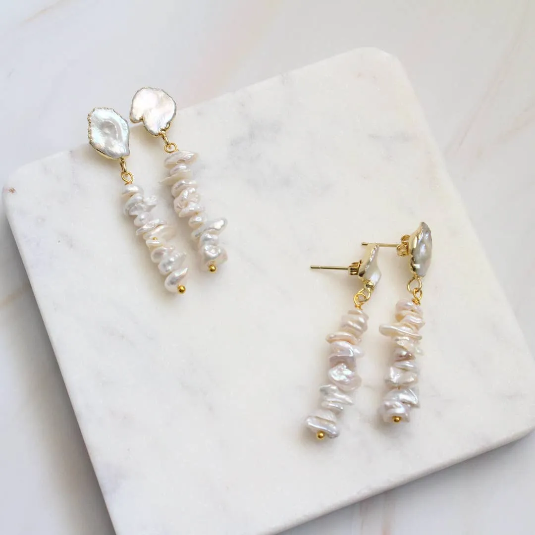 Gold-Dipped Keshi Pearl Earrings