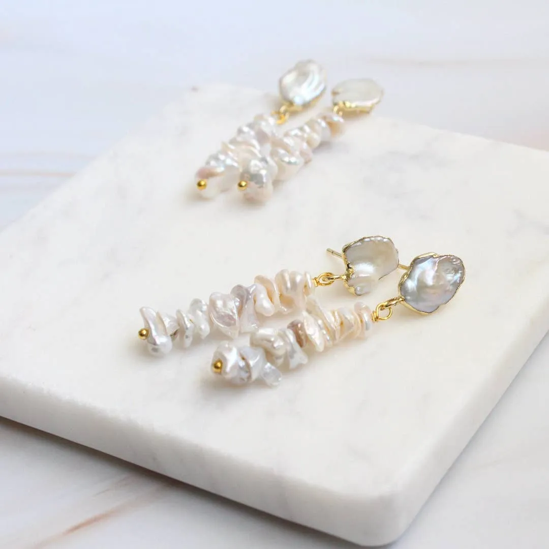 Gold-Dipped Keshi Pearl Earrings