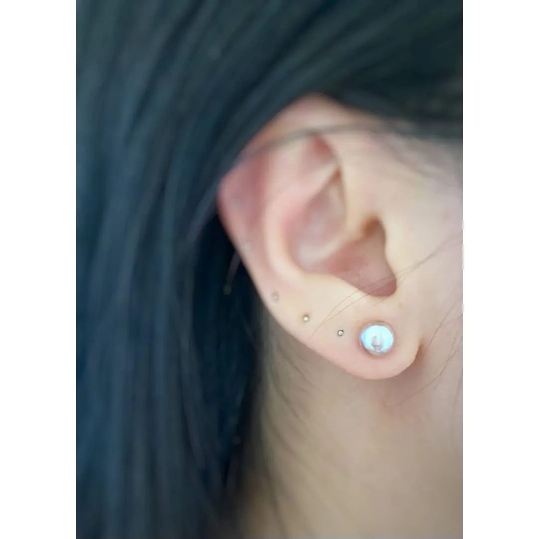 Metallic Lilac Pearl Stud Earrings
