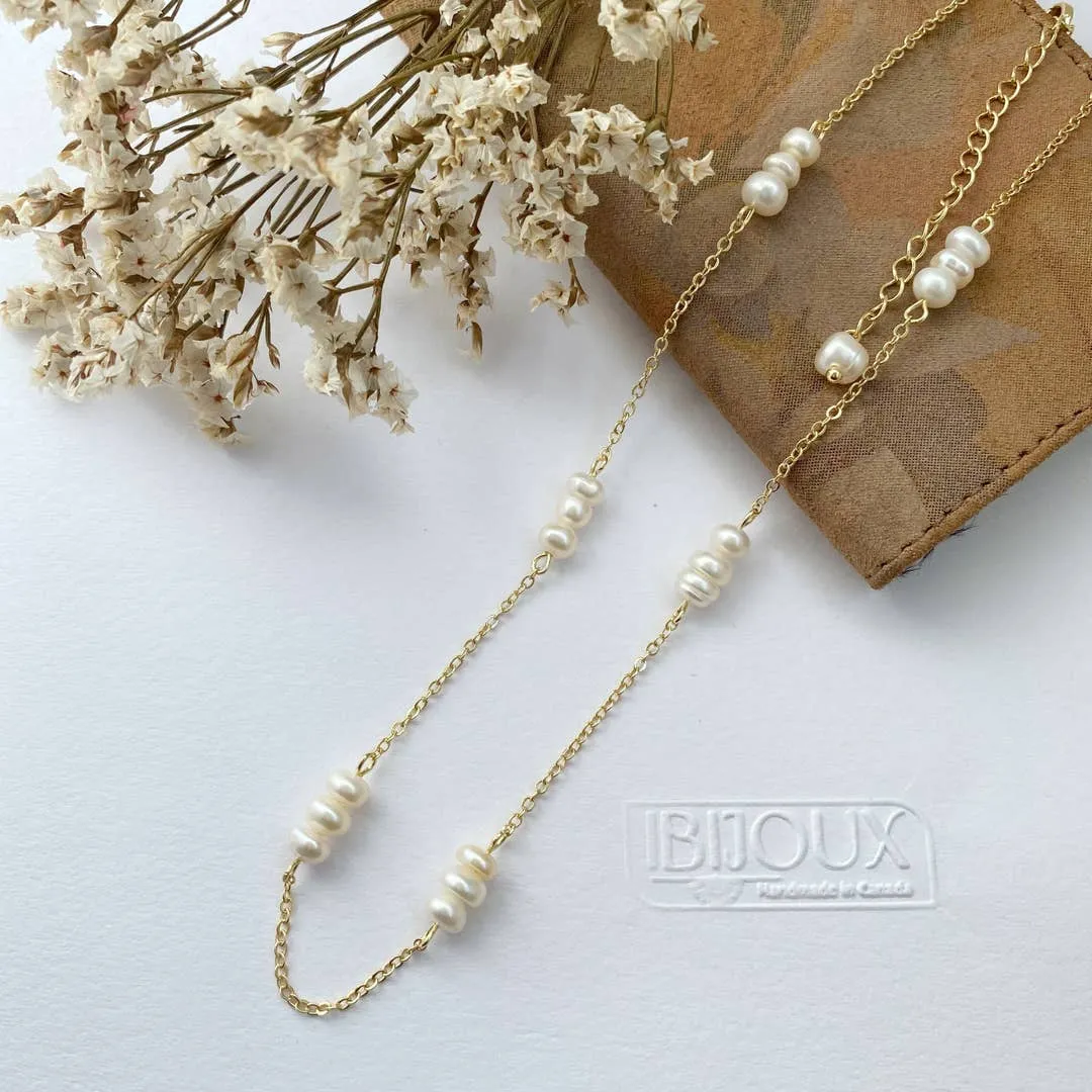 Floating Pearl Station Necklace