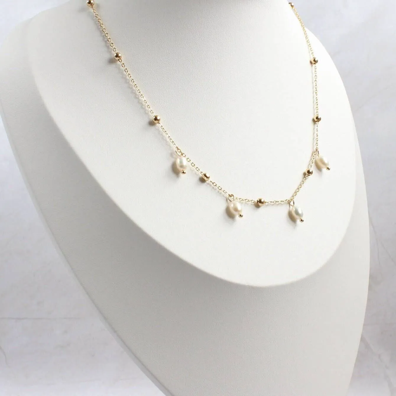 Floating Pearl Drop Necklace