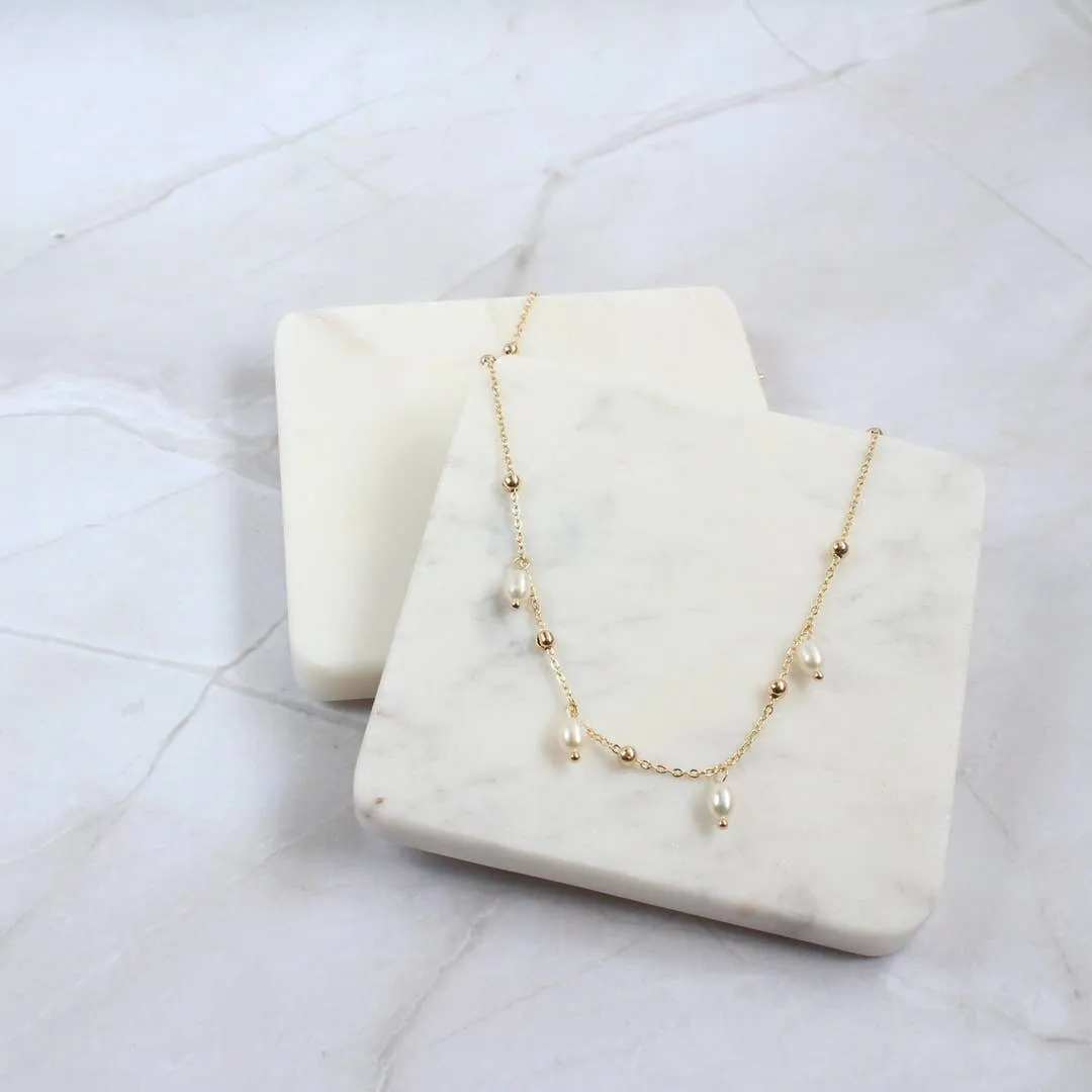 Floating Pearl Drop Necklace