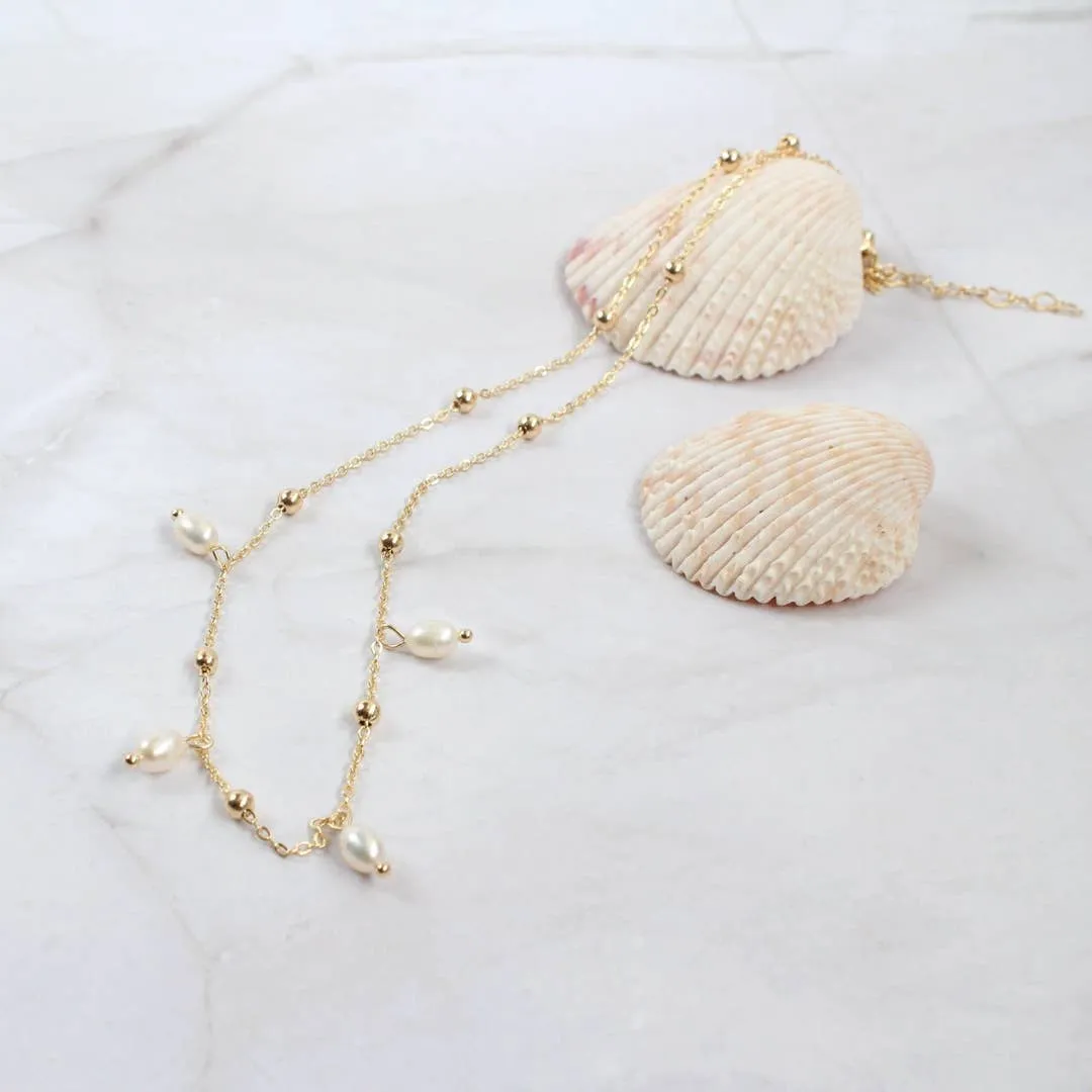 Floating Pearl Drop Necklace