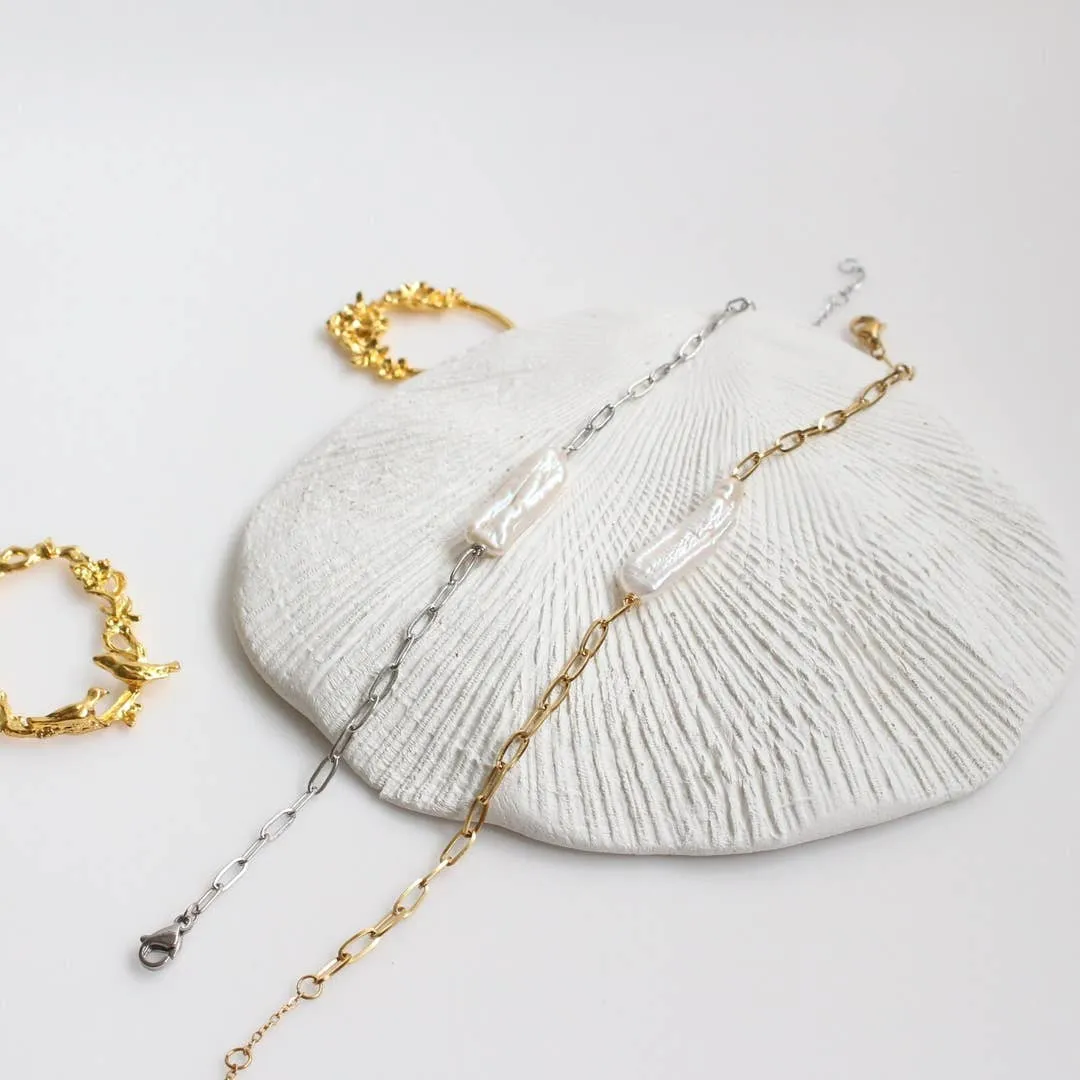 Dainty Freshwater Biwa Pearl Bracelet