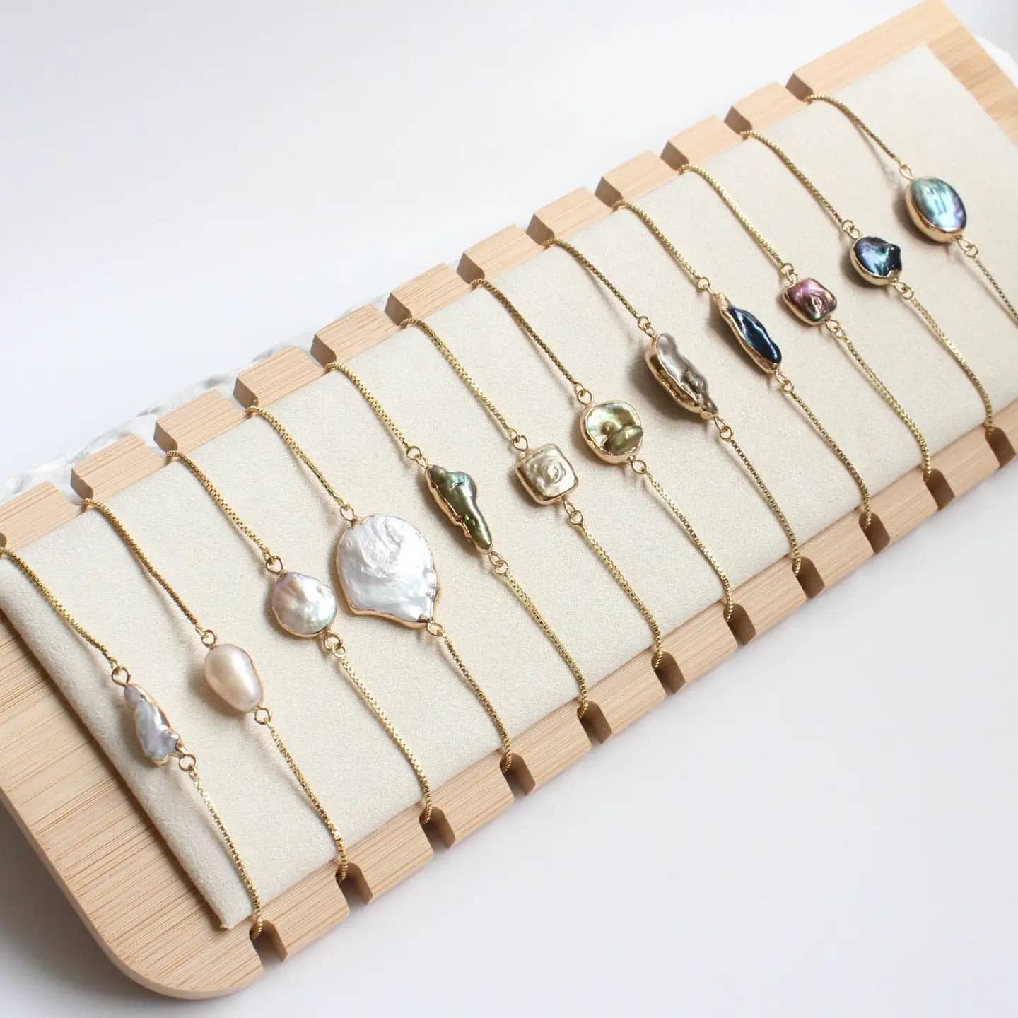 アクセサリー Baroque pearl & joint chain bracelet Baroque Pearl Chunky Chain 14k Gold Filed Bracelet