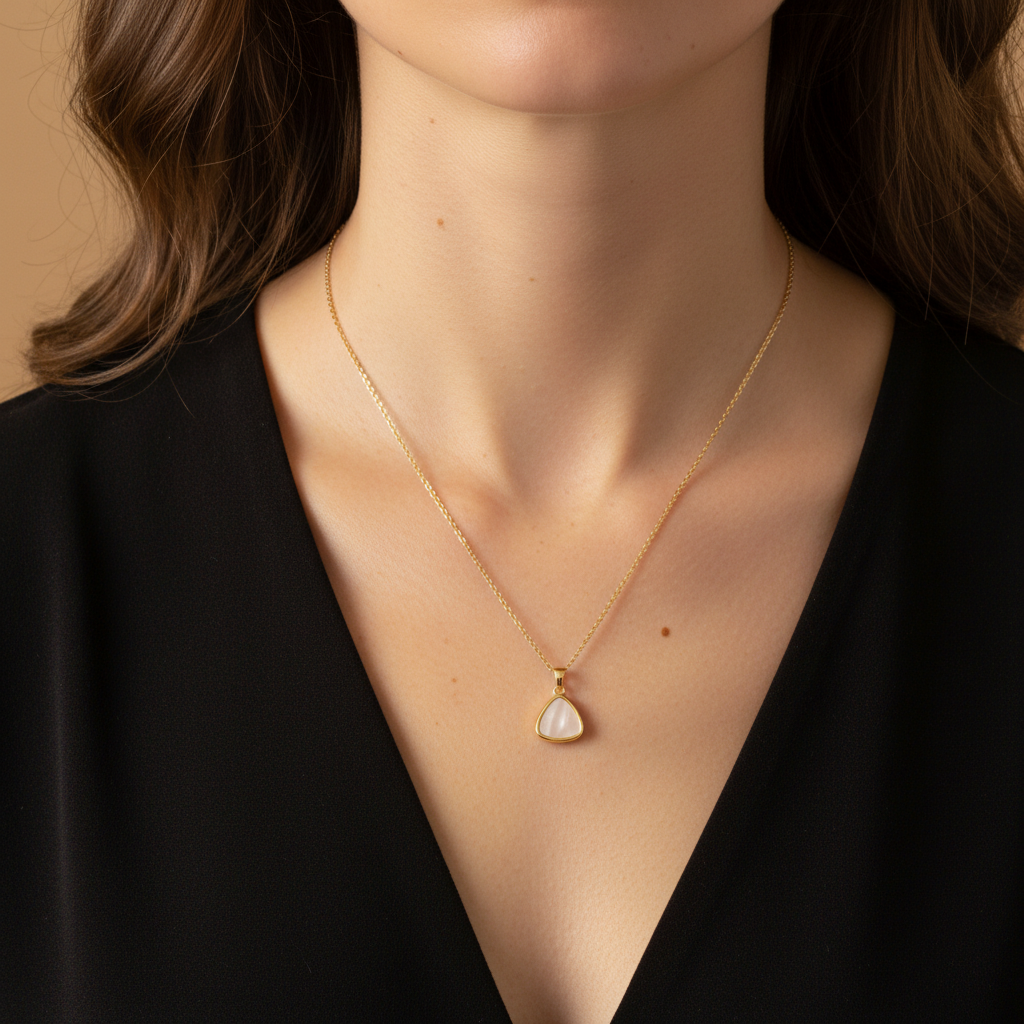 Mother-of-Pearl Triangle Pendant Necklace