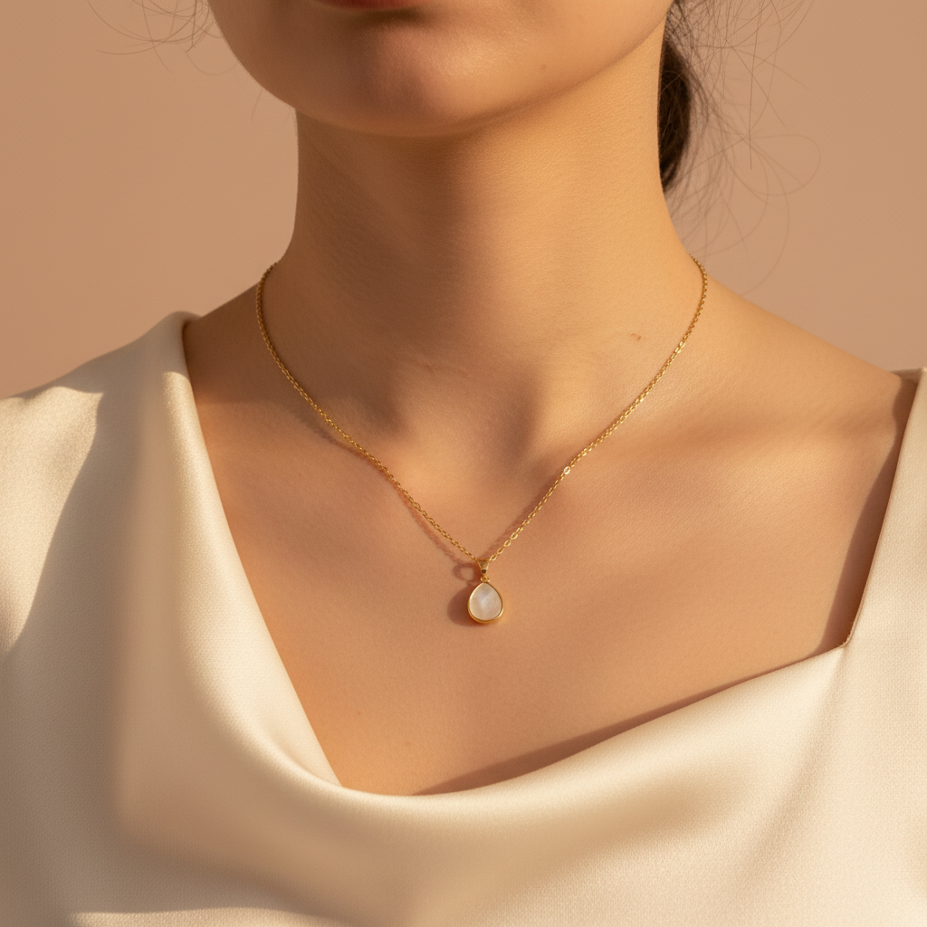 Minimalist Teardrop MOP Shell Necklace