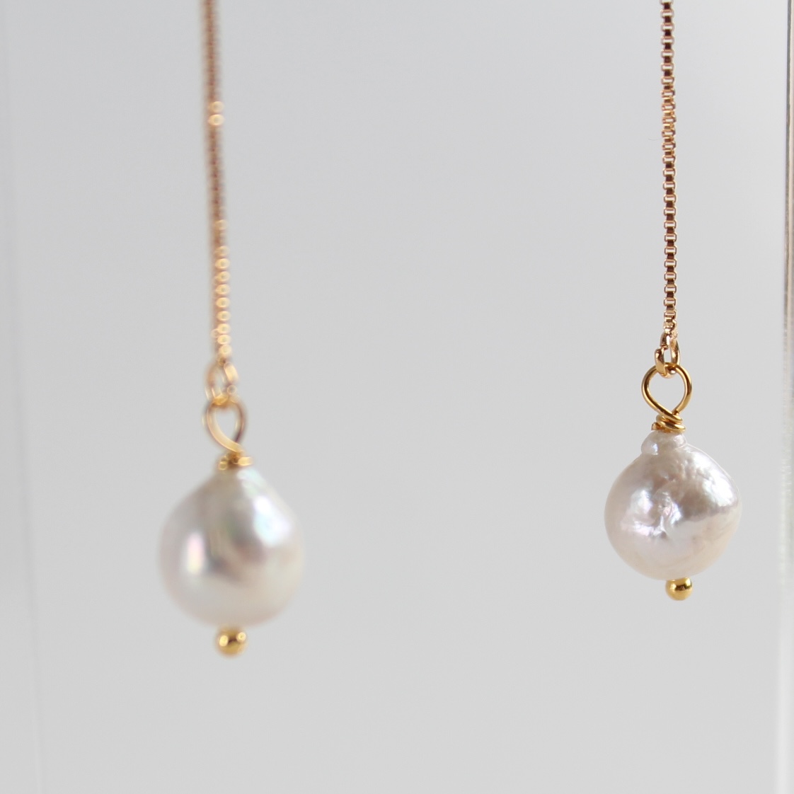 Pull Through Freshwater Pearl Drop Earrings