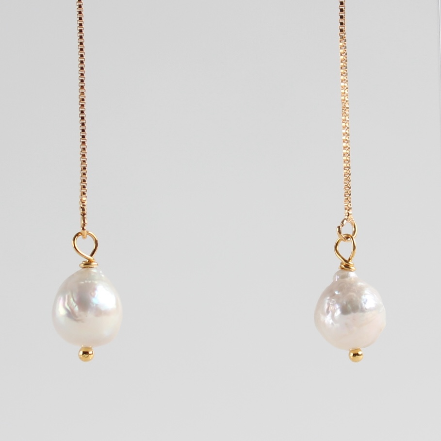 Pull Through Freshwater Pearl Drop Earrings