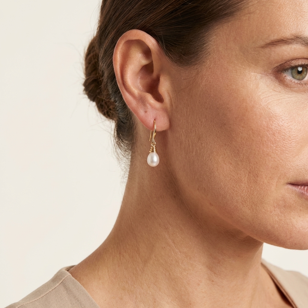 Gold Pearl Drop Earrings