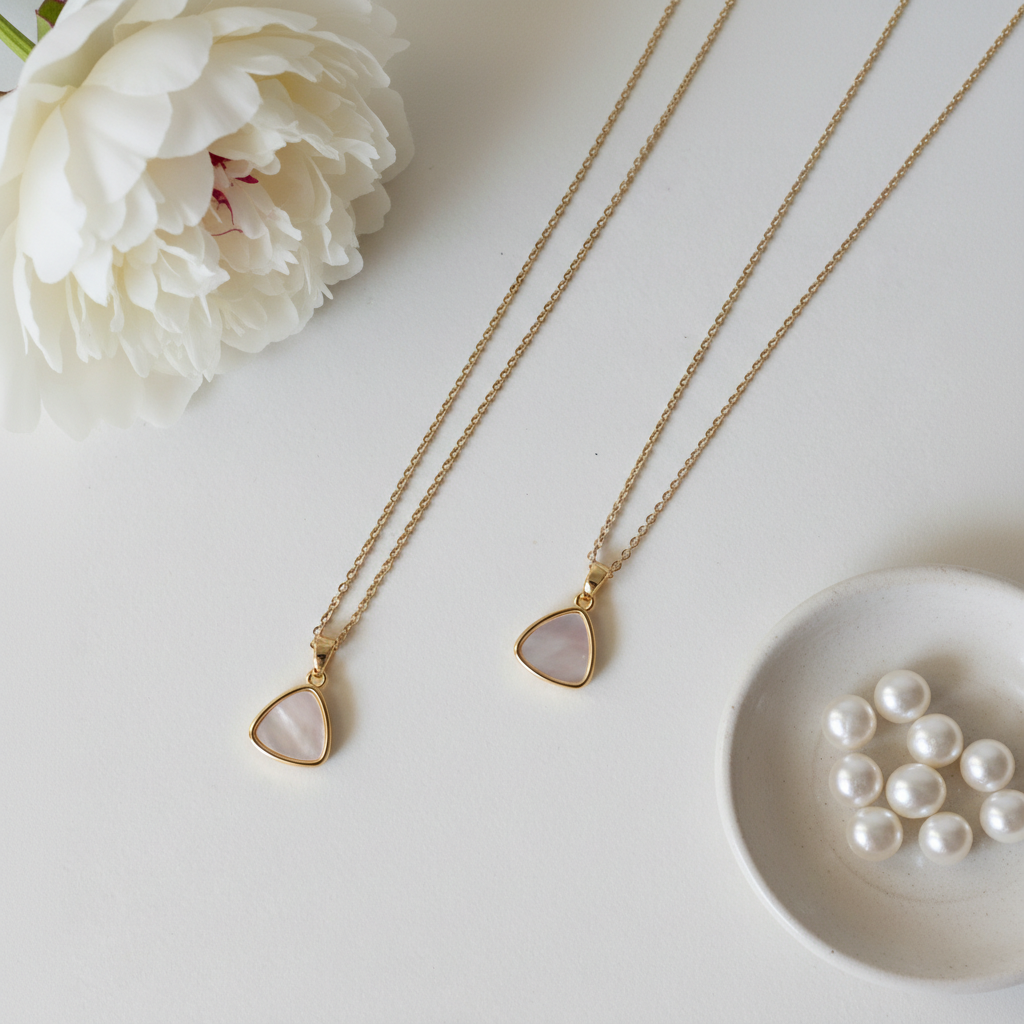 Mother-of-Pearl Triangle Pendant Necklace