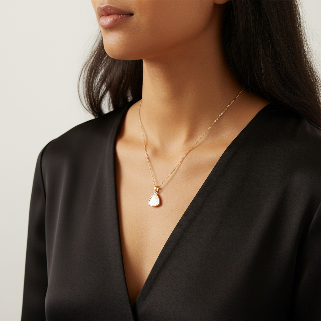 Mother-of-Pearl Triangle Pendant Necklace